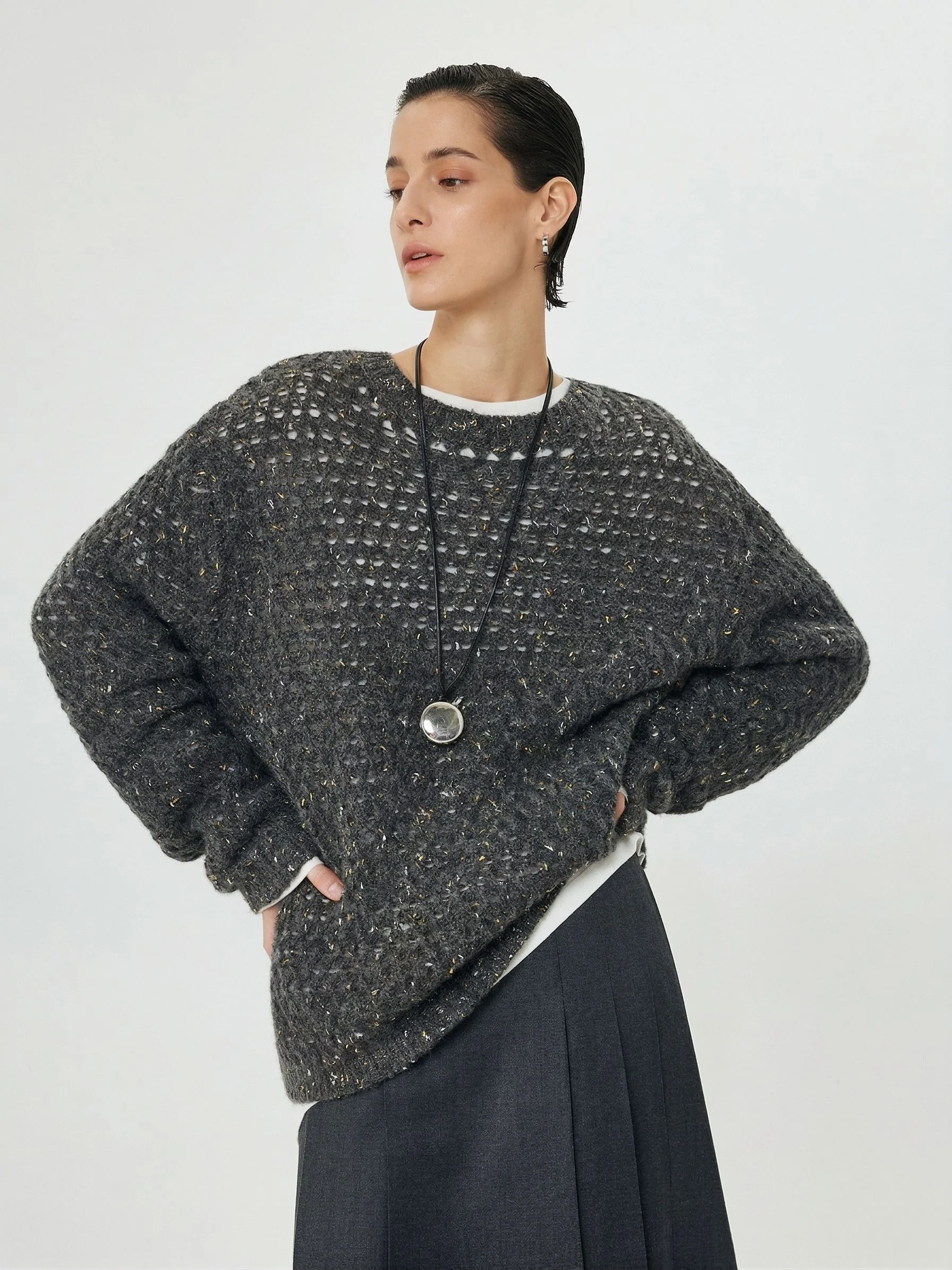 Metallic Fleck Knit Sweater - Image 6