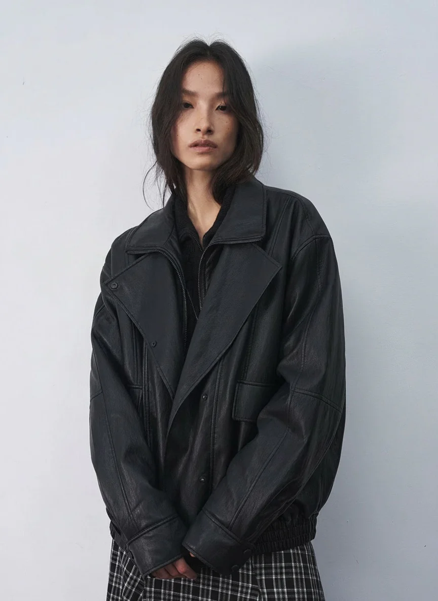 Metallic Grain PU Flight Jacket