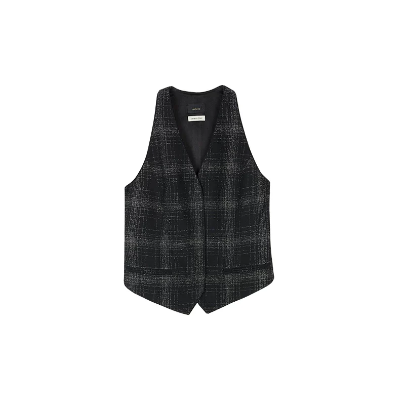 Metallic Plaid Vest Set