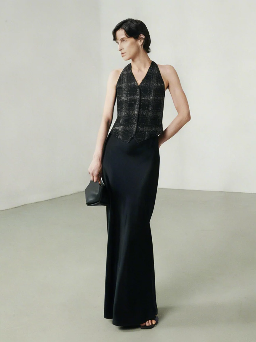 Metallic Plaid Vest Set - Image 3