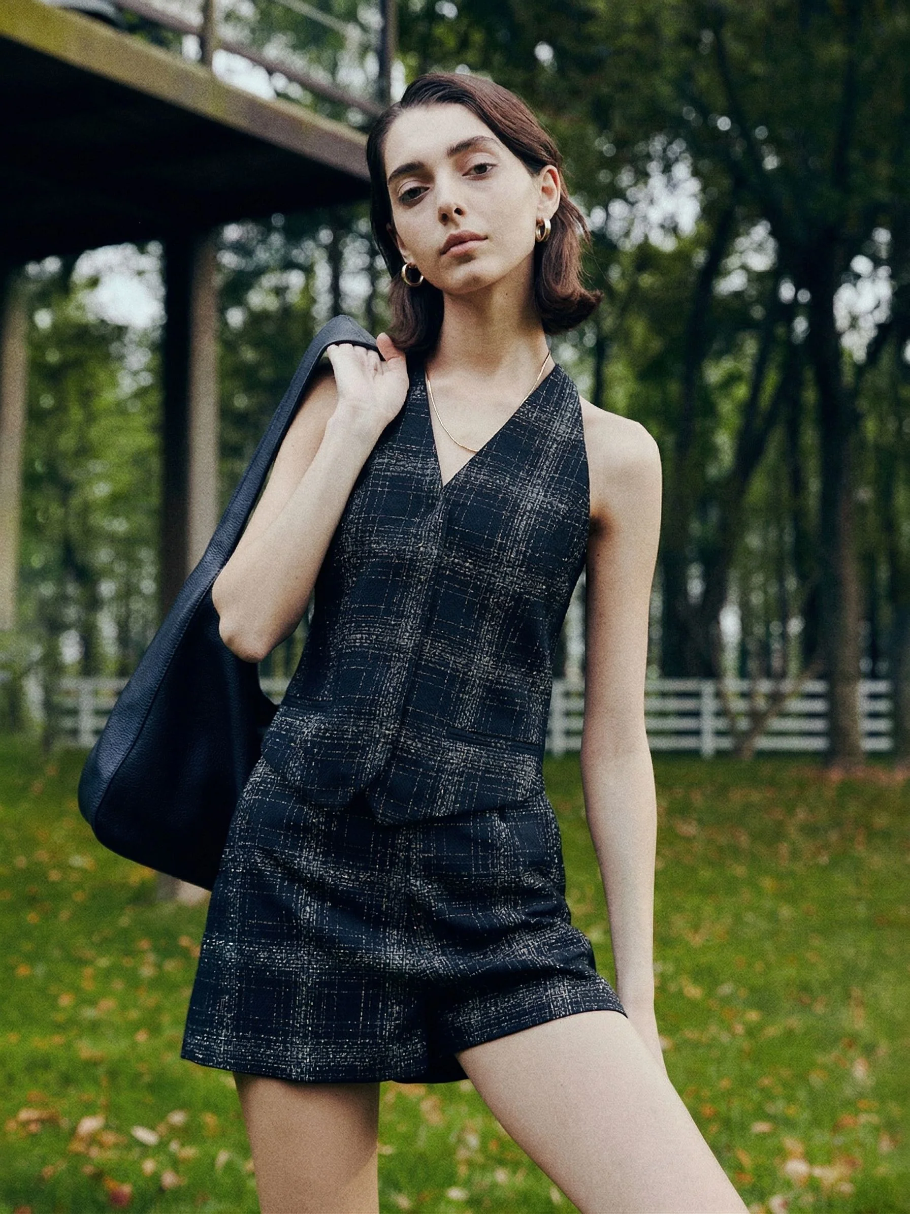 Metallic Plaid Vest Set - Image 6