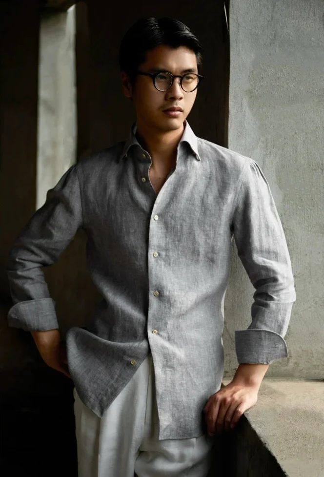 Meteoric Grey Linen Shirt - Image 2