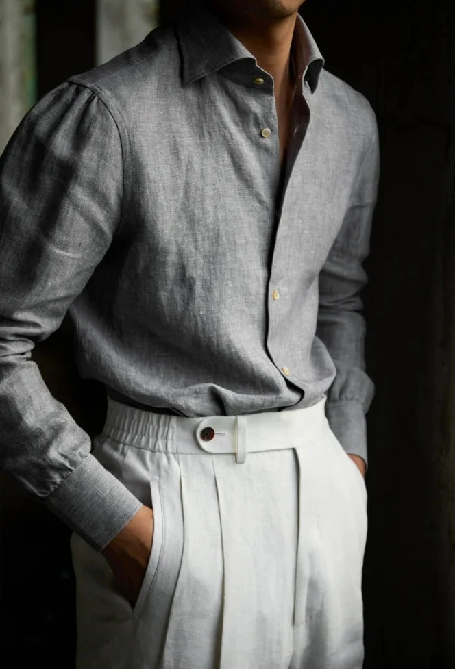 Meteoric Grey Linen Shirt - Image 3