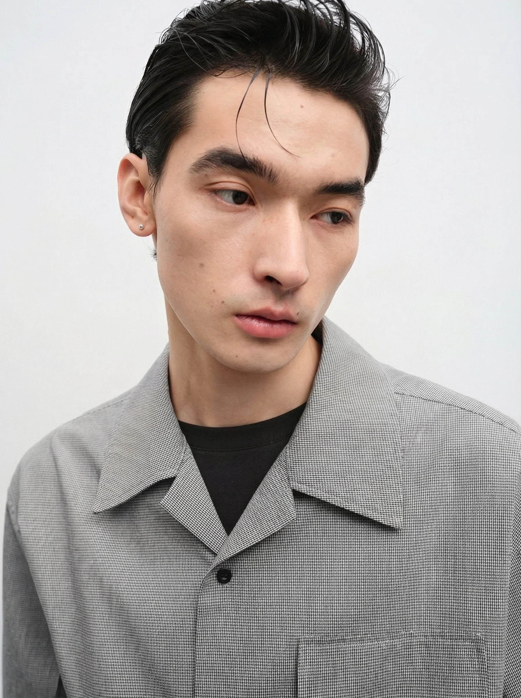 Micro-Check Cuban-Collar Short Sleeve Shirt - Image 7