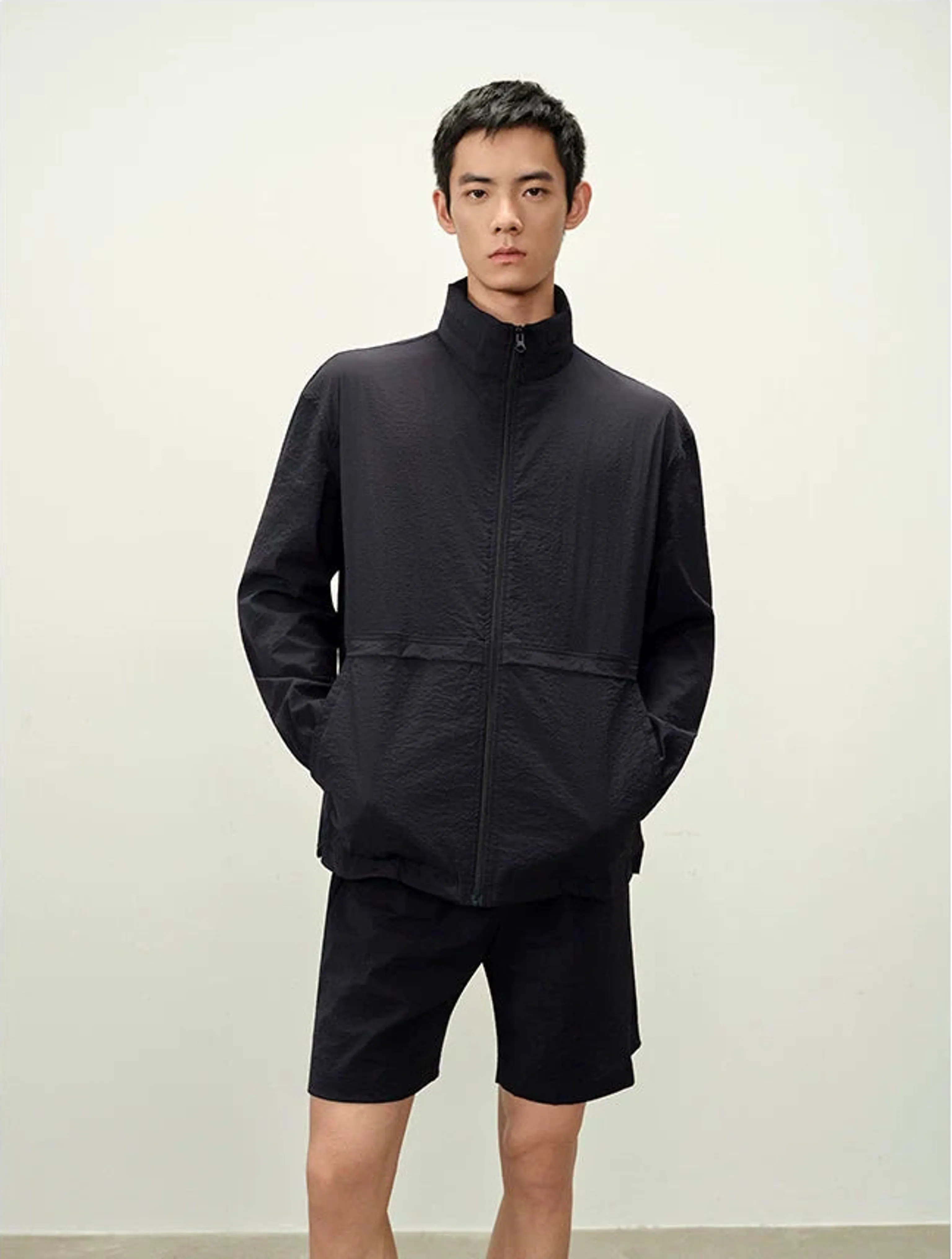 Micro-Crinkle Packable Hood Jacket & Shorts Set