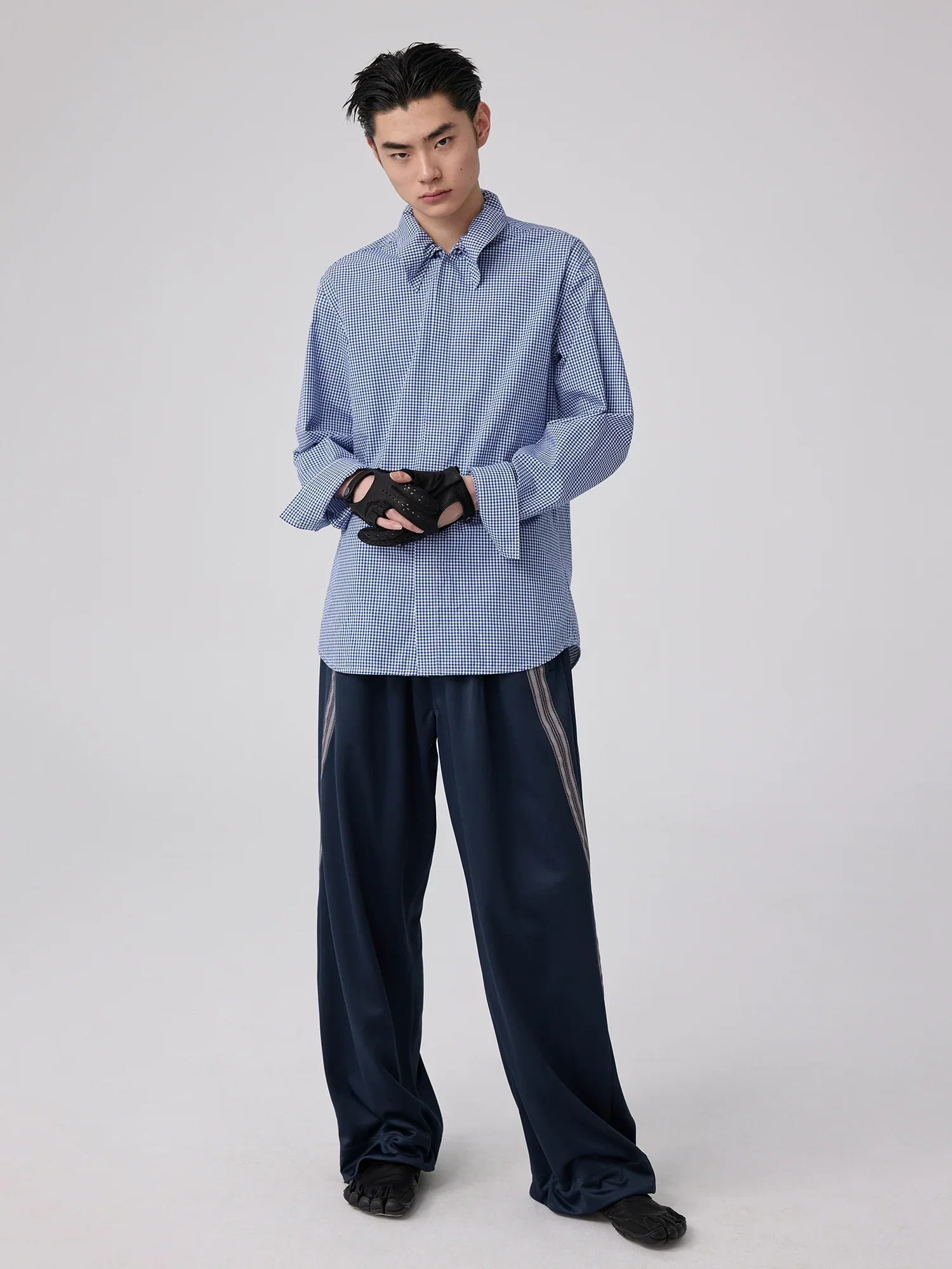 Micro Gingham Tie-Collar Shirt - Image 2