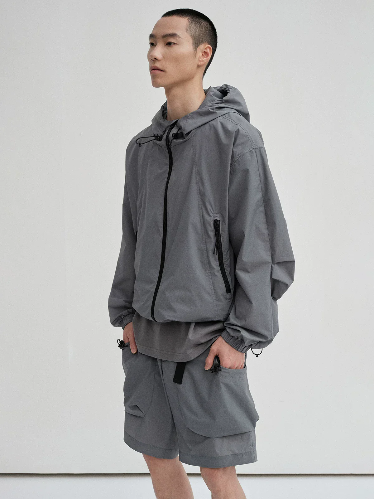Micro-Pleated Stretch Nylon Hooded Jacket - Image 2