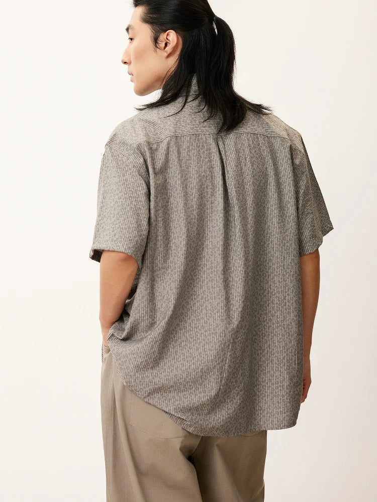 Micro-Stripe Relaxed Short-Sleeve Shirt - Image 4