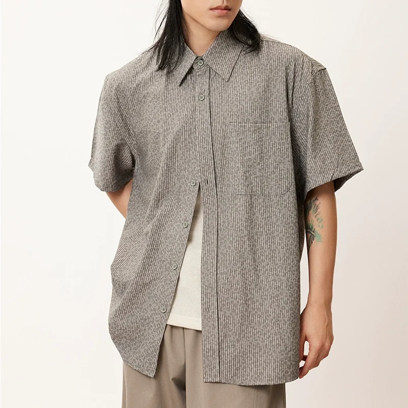 Micro-Stripe Relaxed Short-Sleeve Shirt - Image 6
