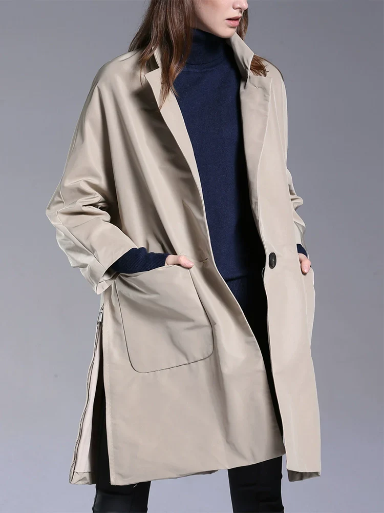 Mid-Length Beige Trench Coat - Image 2