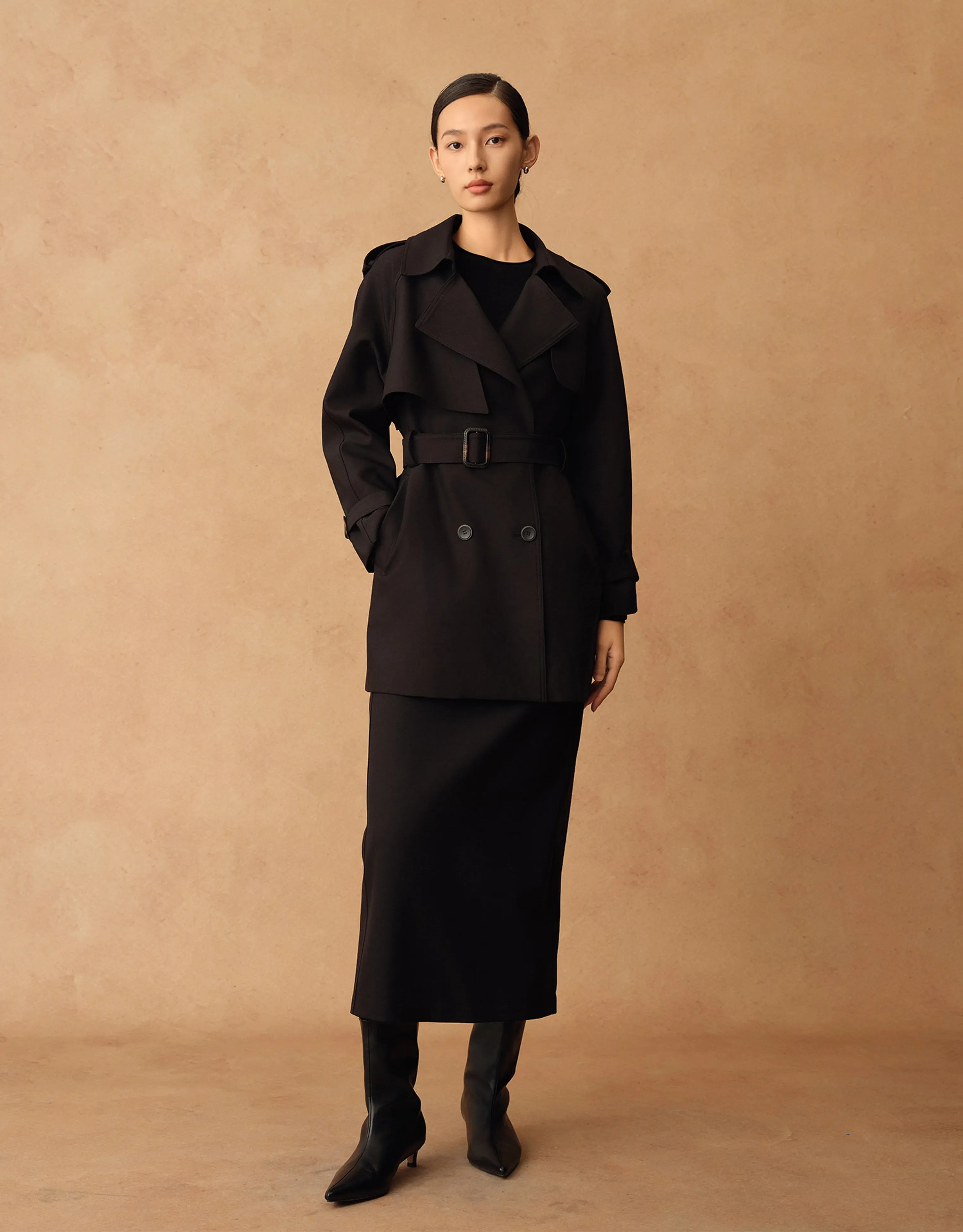 Mid-Length Double-Breasted Belted Trench Coat - Image 4