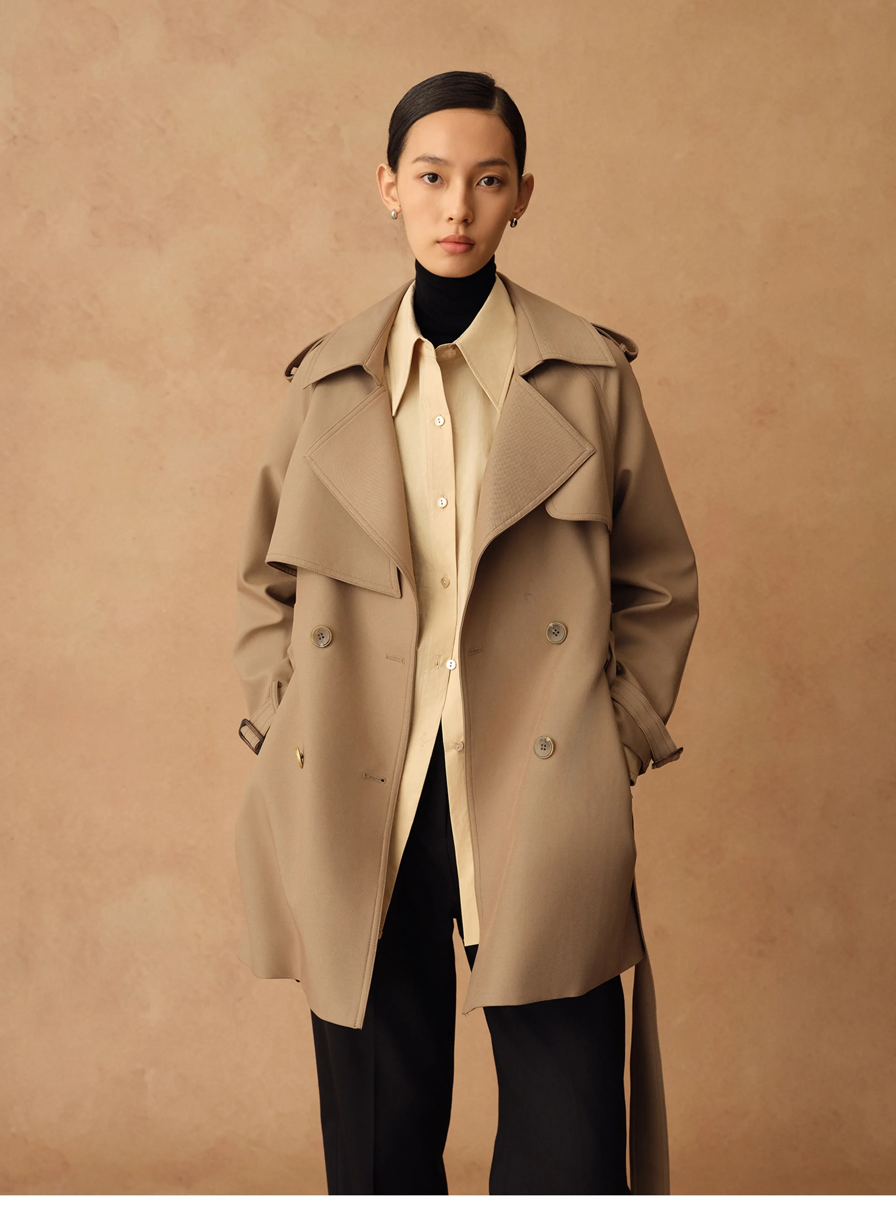 Mid-Length Double-Breasted Belted Trench Coat - Image 5