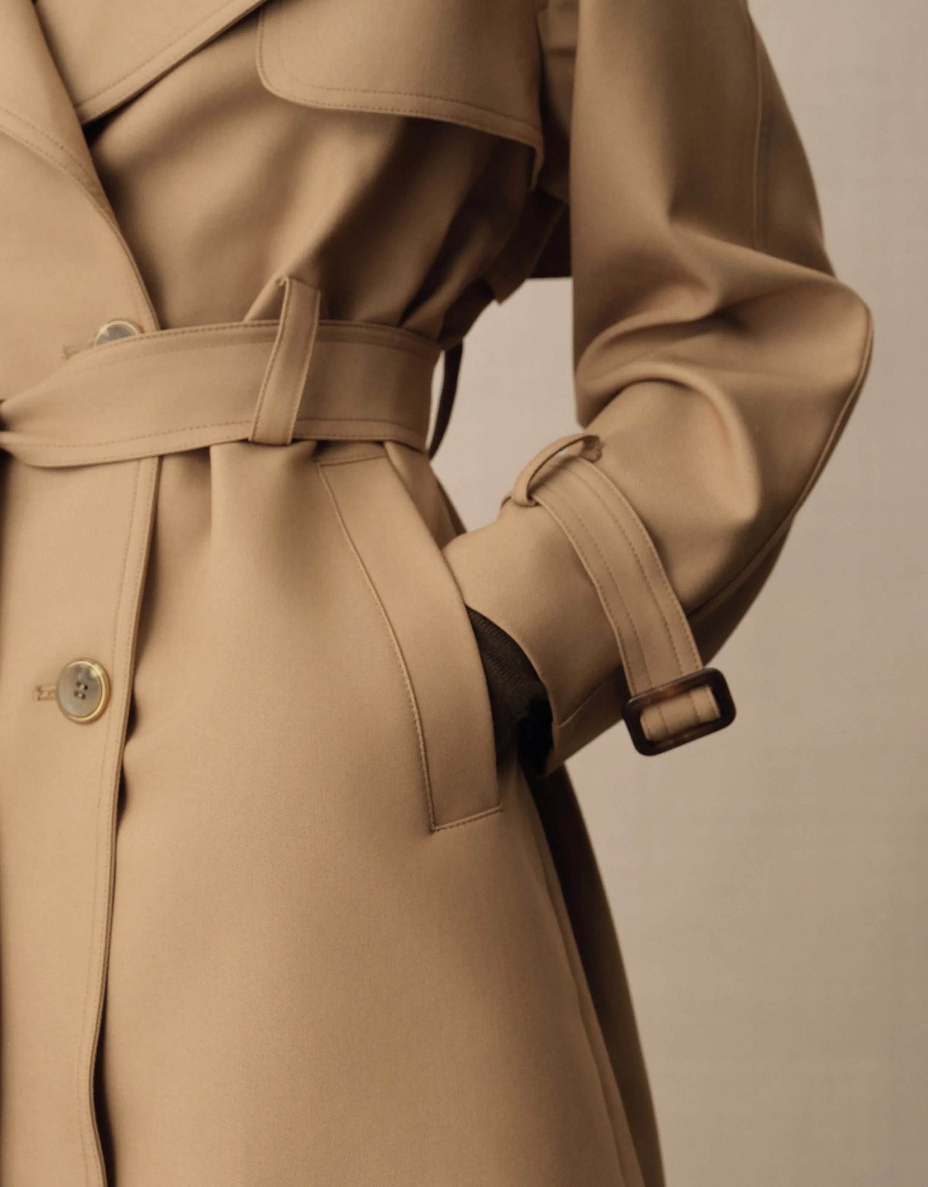 Mid-Length Double-Breasted Belted Trench Coat - Image 6