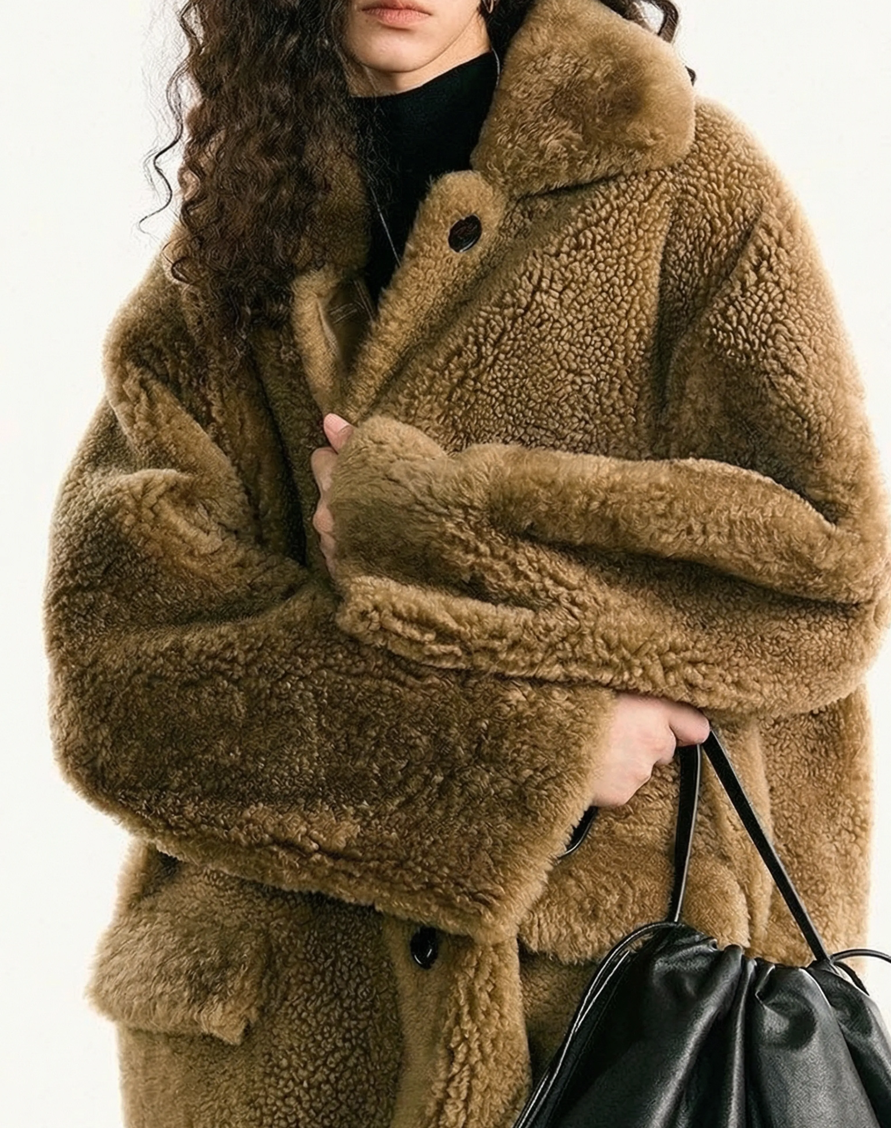 Mid-Length Lamb Shearling Coat - Image 3