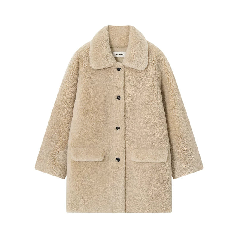 Mid-Length Lamb Shearling Coat - Image 7