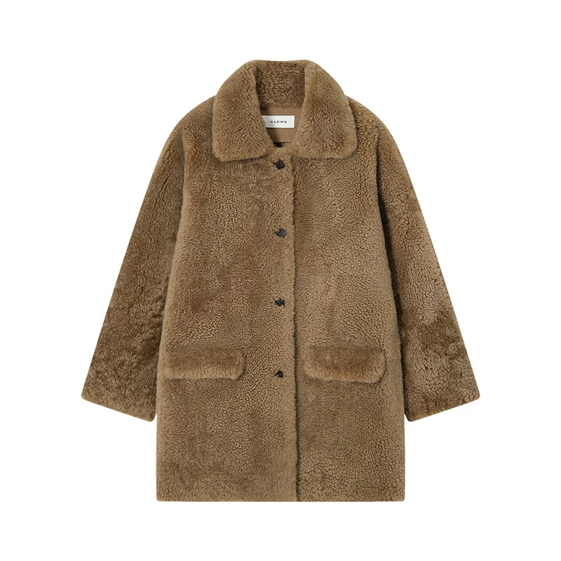 Mid-Length Lamb Shearling Coat - Image 8