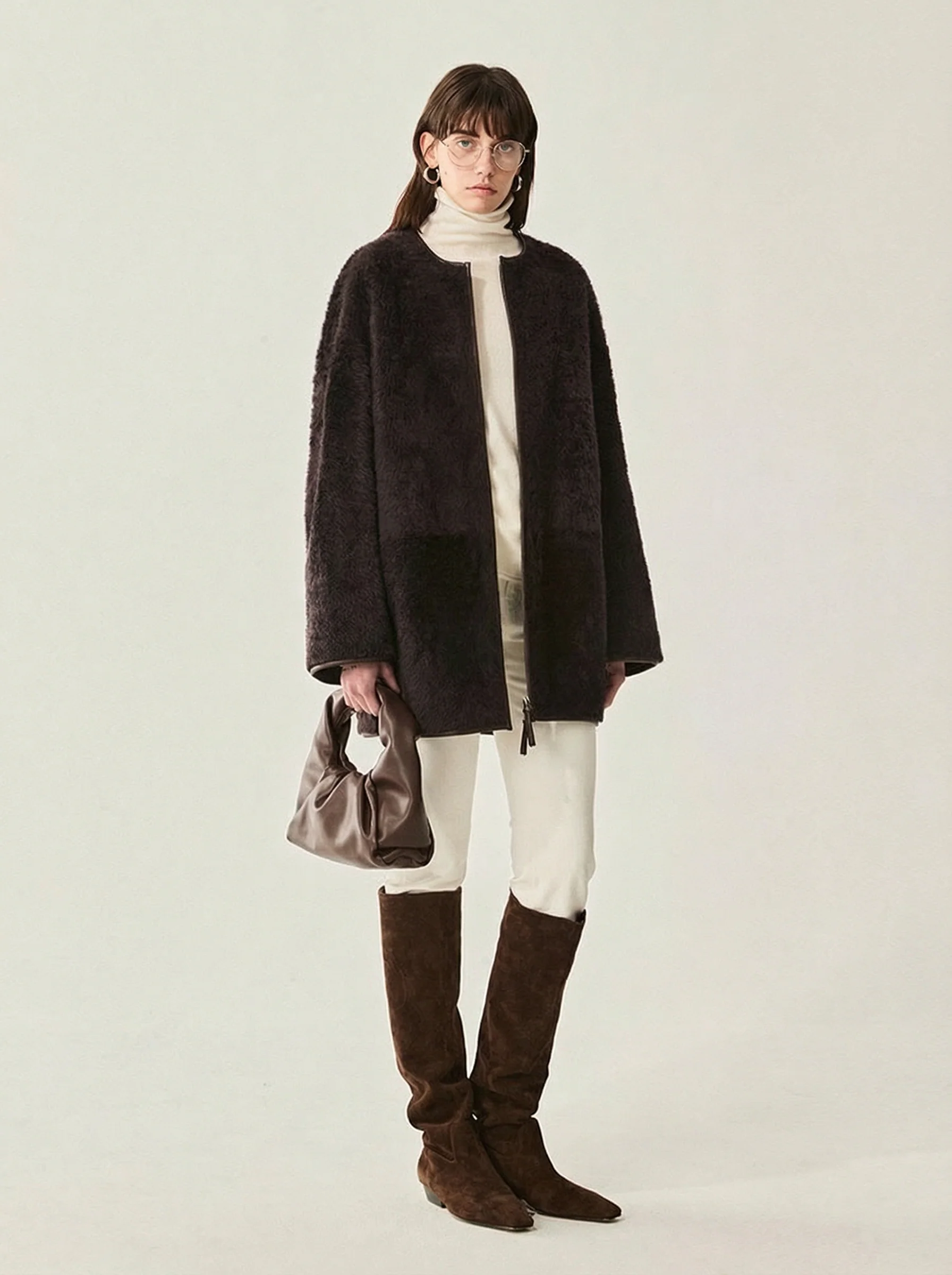 Mid-Length Shearling Zip Coat - Image 3
