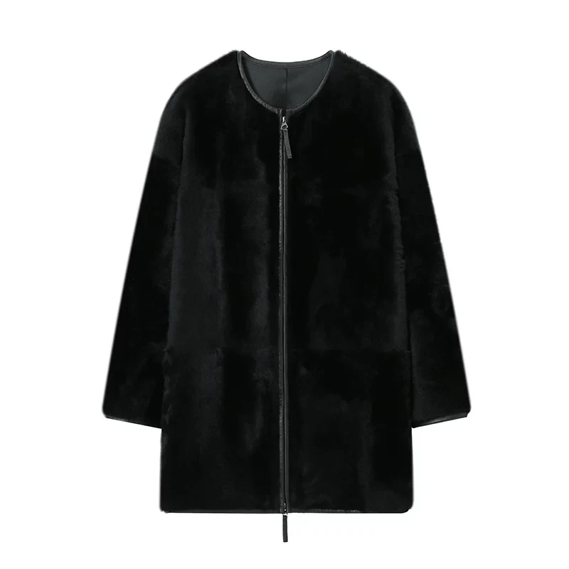 Mid-Length Shearling Zip Coat - Image 6