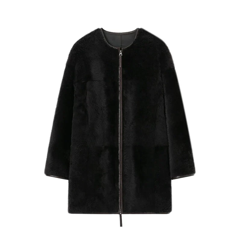 Mid-Length Shearling Zip Coat - Image 7