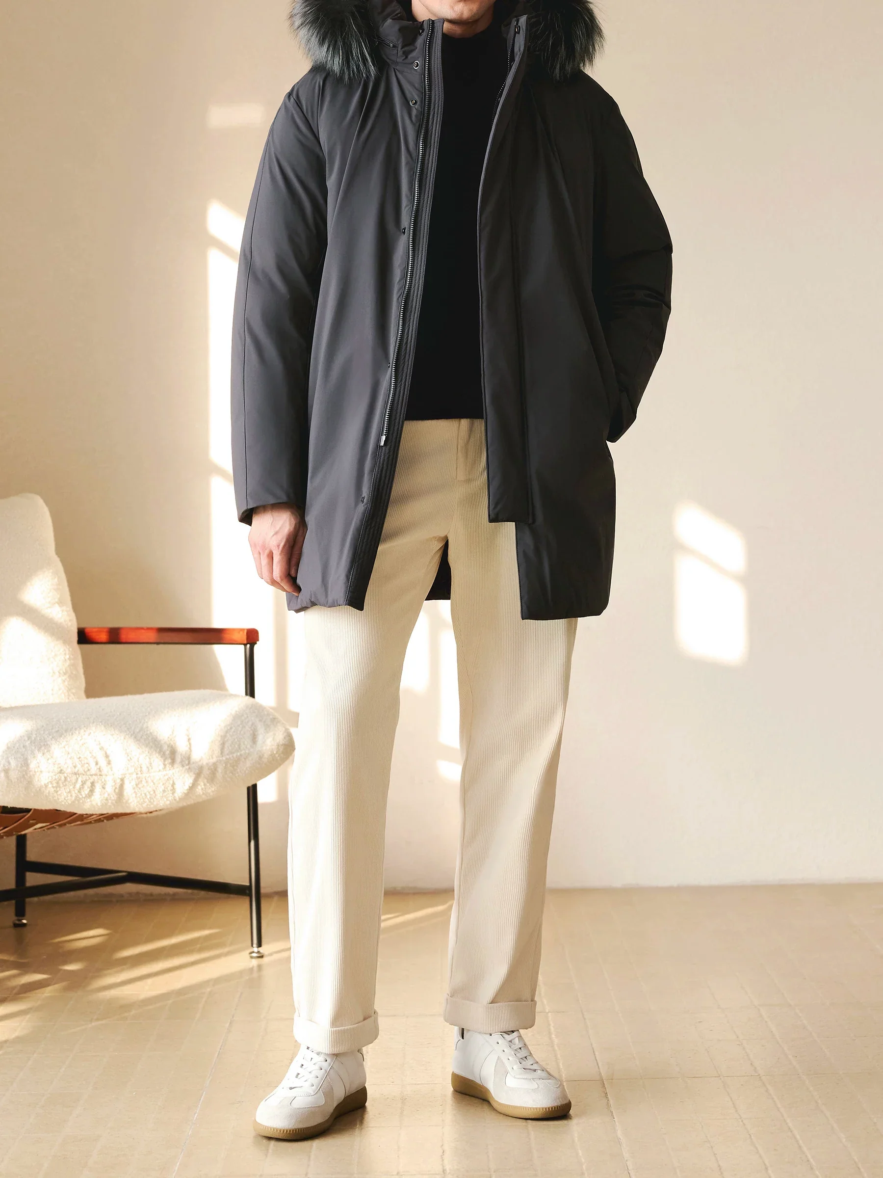 Mid-Length Silver Fox Goose Down Parka