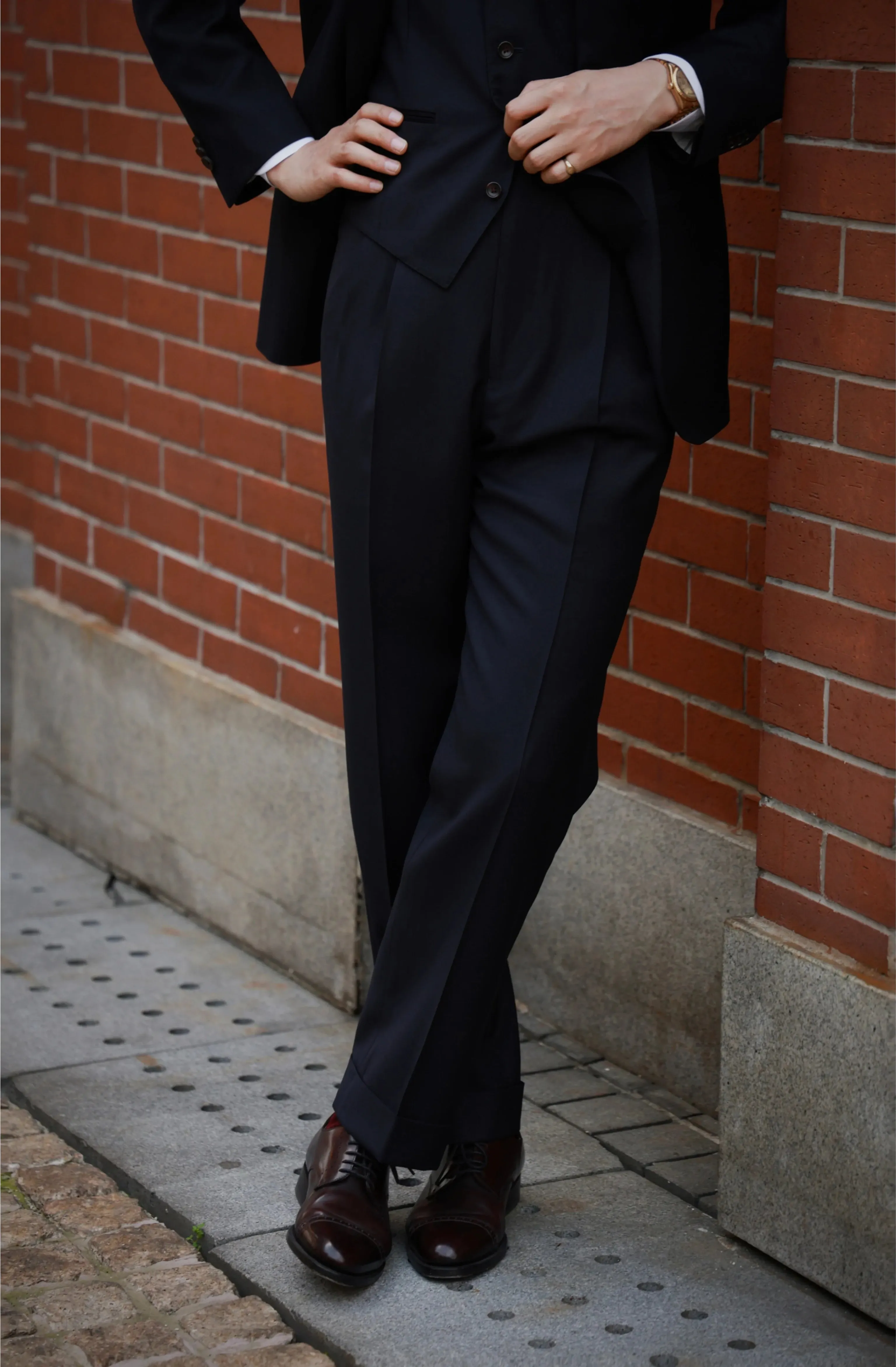 Midnight Blue High-Waist Wool Trousers