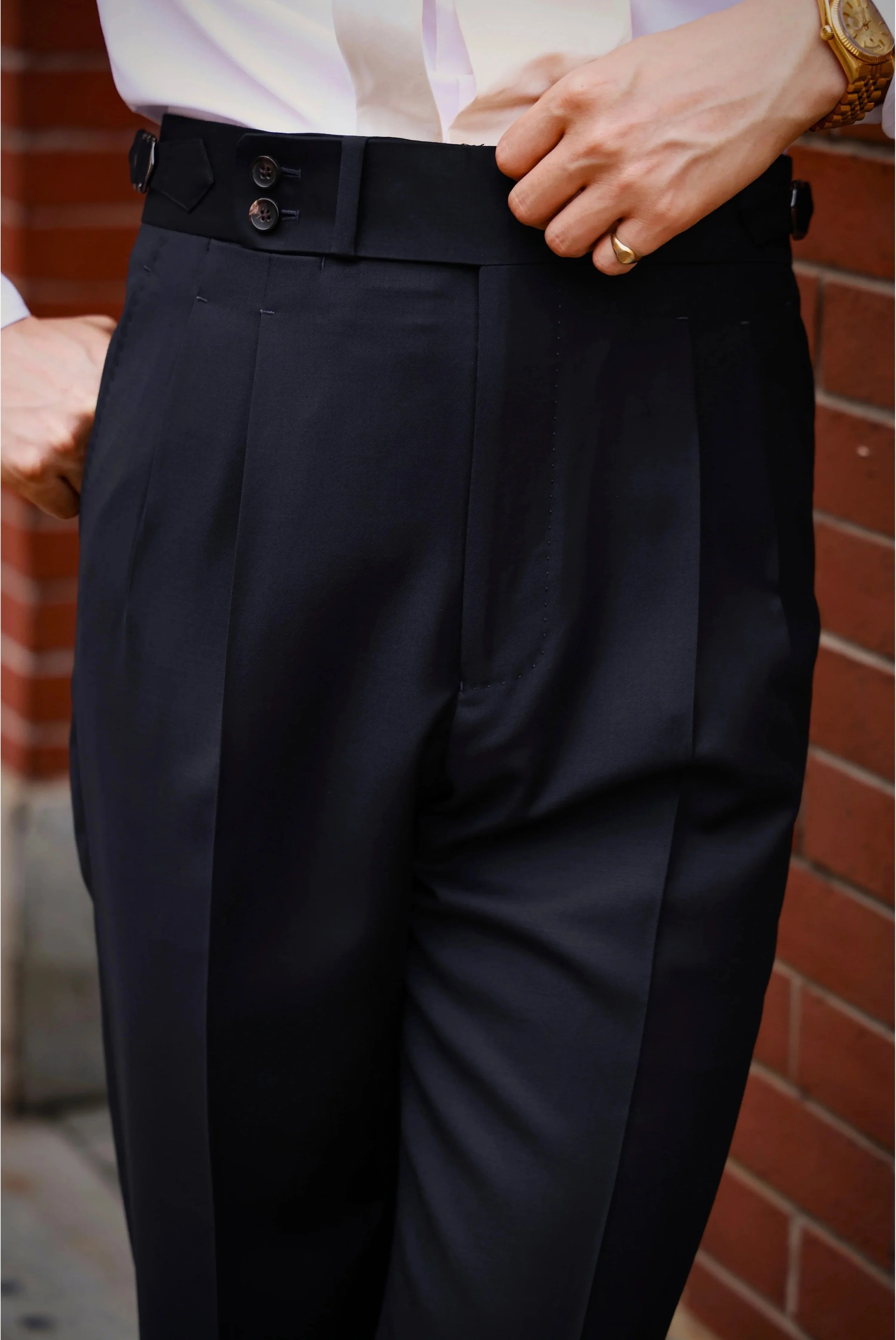 Midnight Blue High-Waist Wool Trousers - Image 5