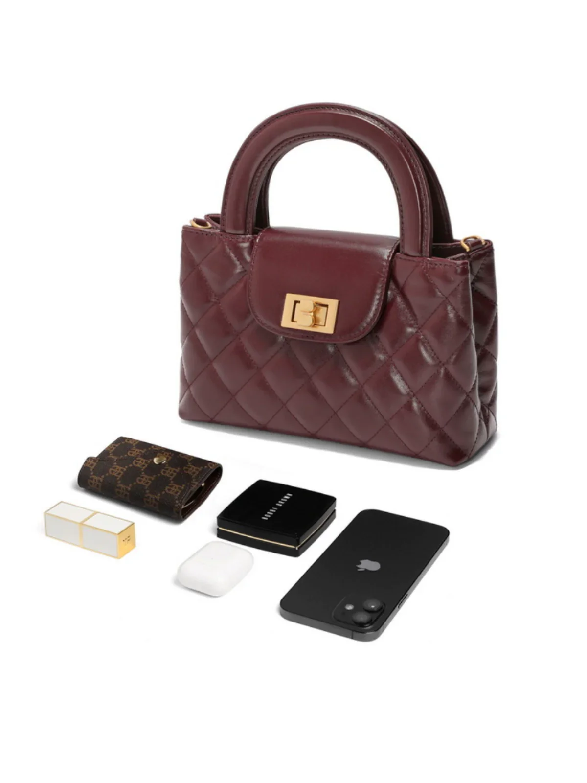 Mini Diamond Quilted Chain Bag - Image 3