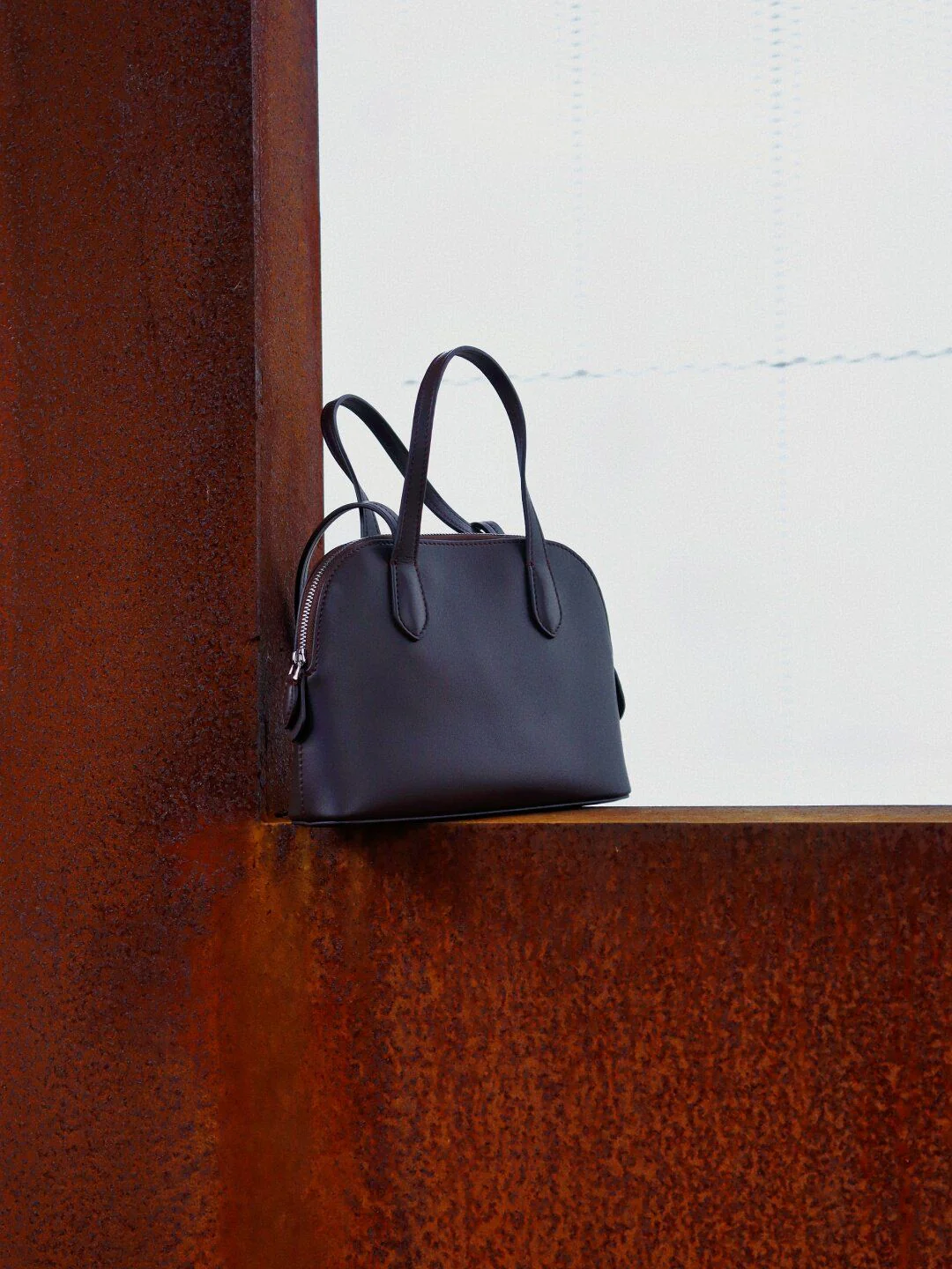 Mini Dome Top Grain Leather Handbag - Image 5