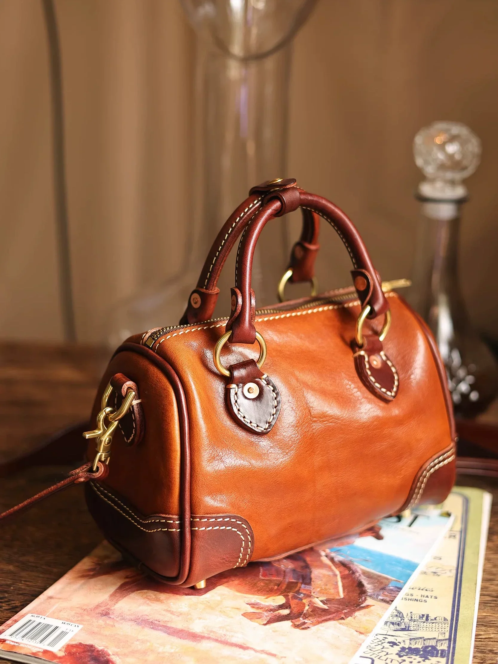 Mini Leather Boston Bag