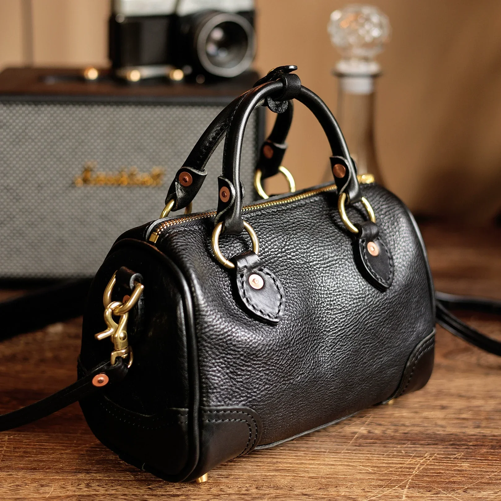 Mini Leather Boston Bag - Image 6