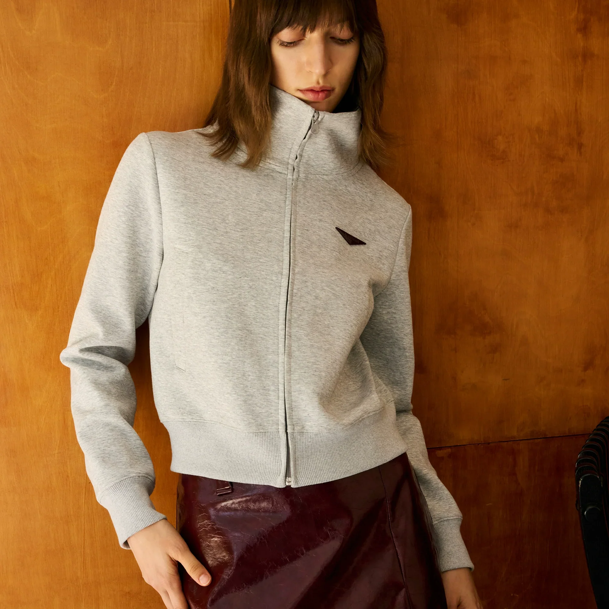 Minimalist High Collar Zip-Up Jacket - Image 2