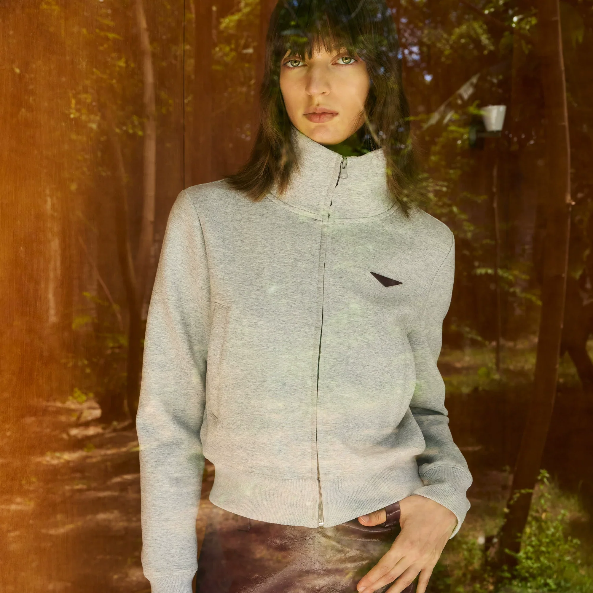 Minimalist High Collar Zip-Up Jacket - Image 4