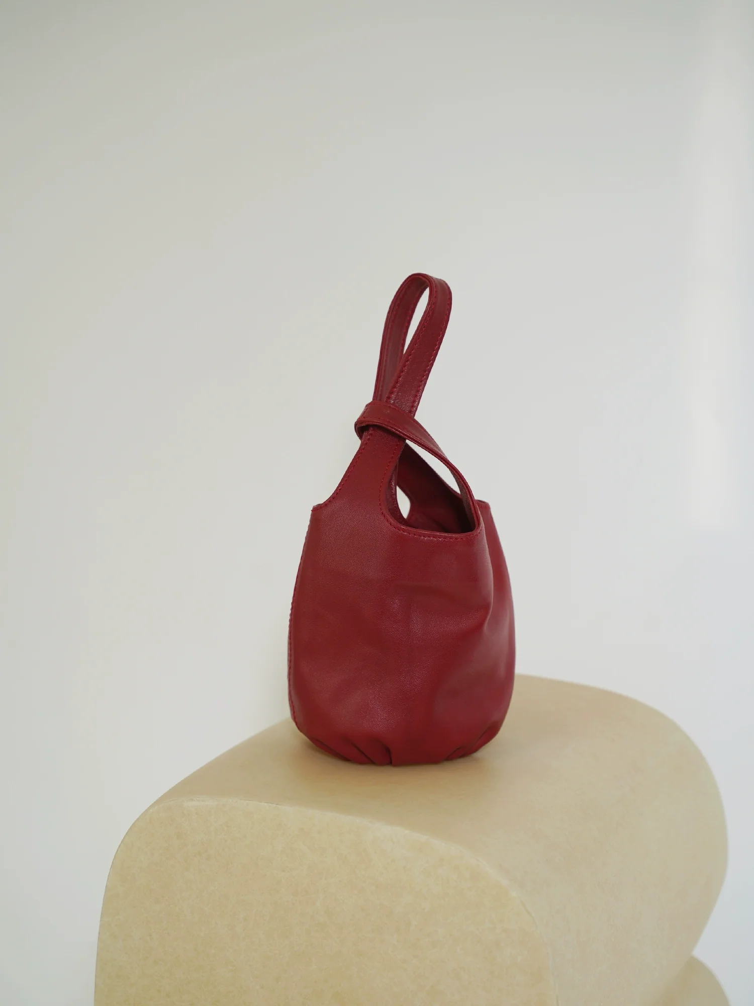 Minimalist Lambskin Bucket Bag - Image 10