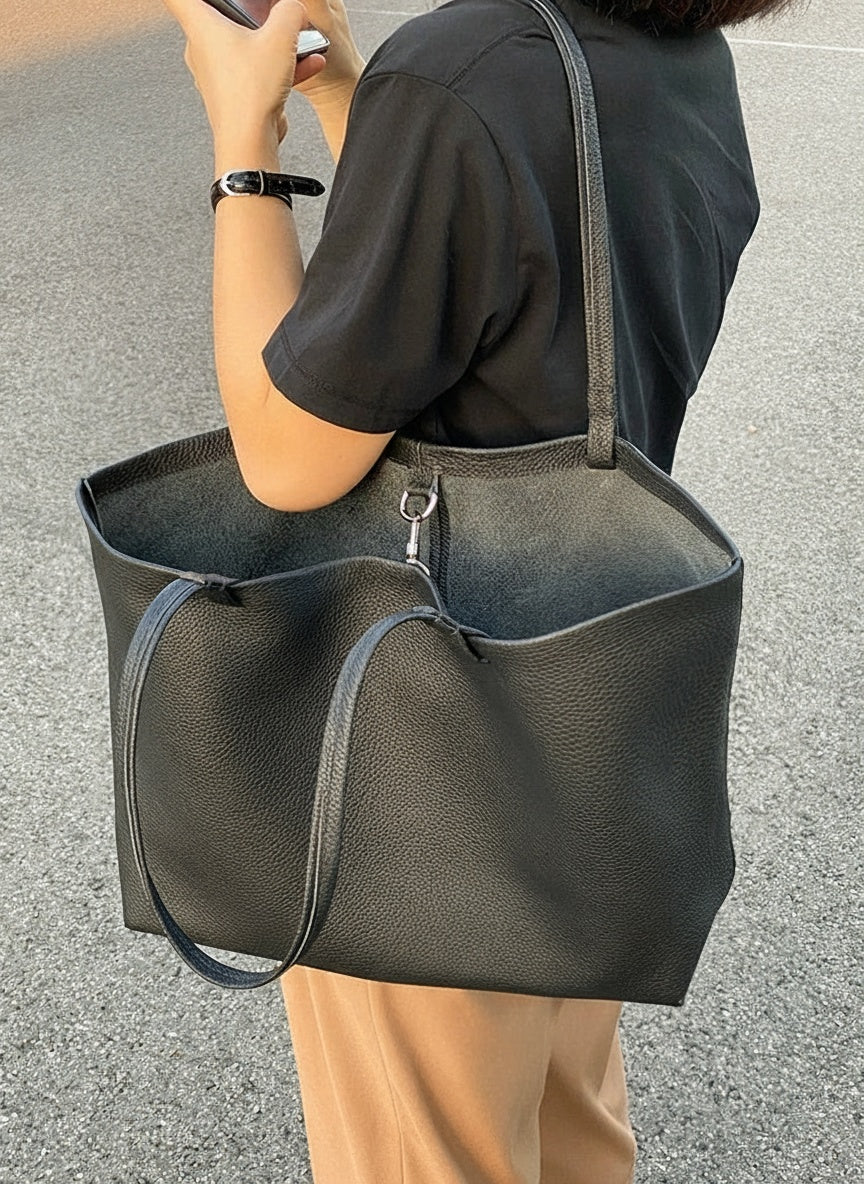Minimalist Leather Tote Bag - Image 2