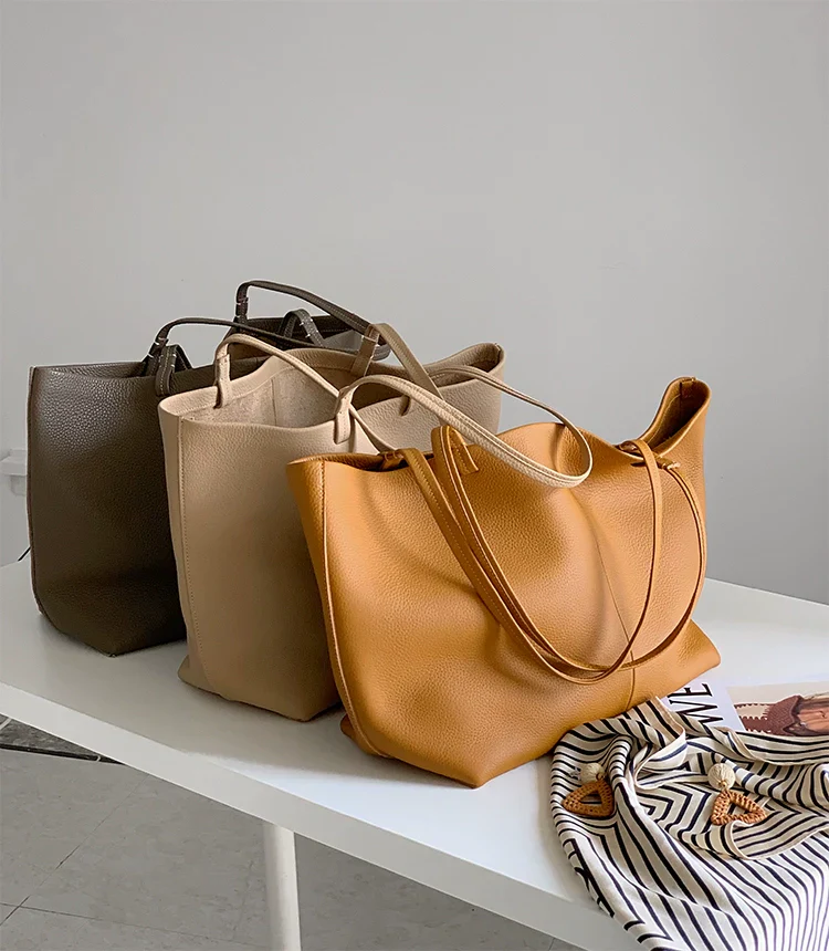 Minimalist Leather Tote Bag - Image 5