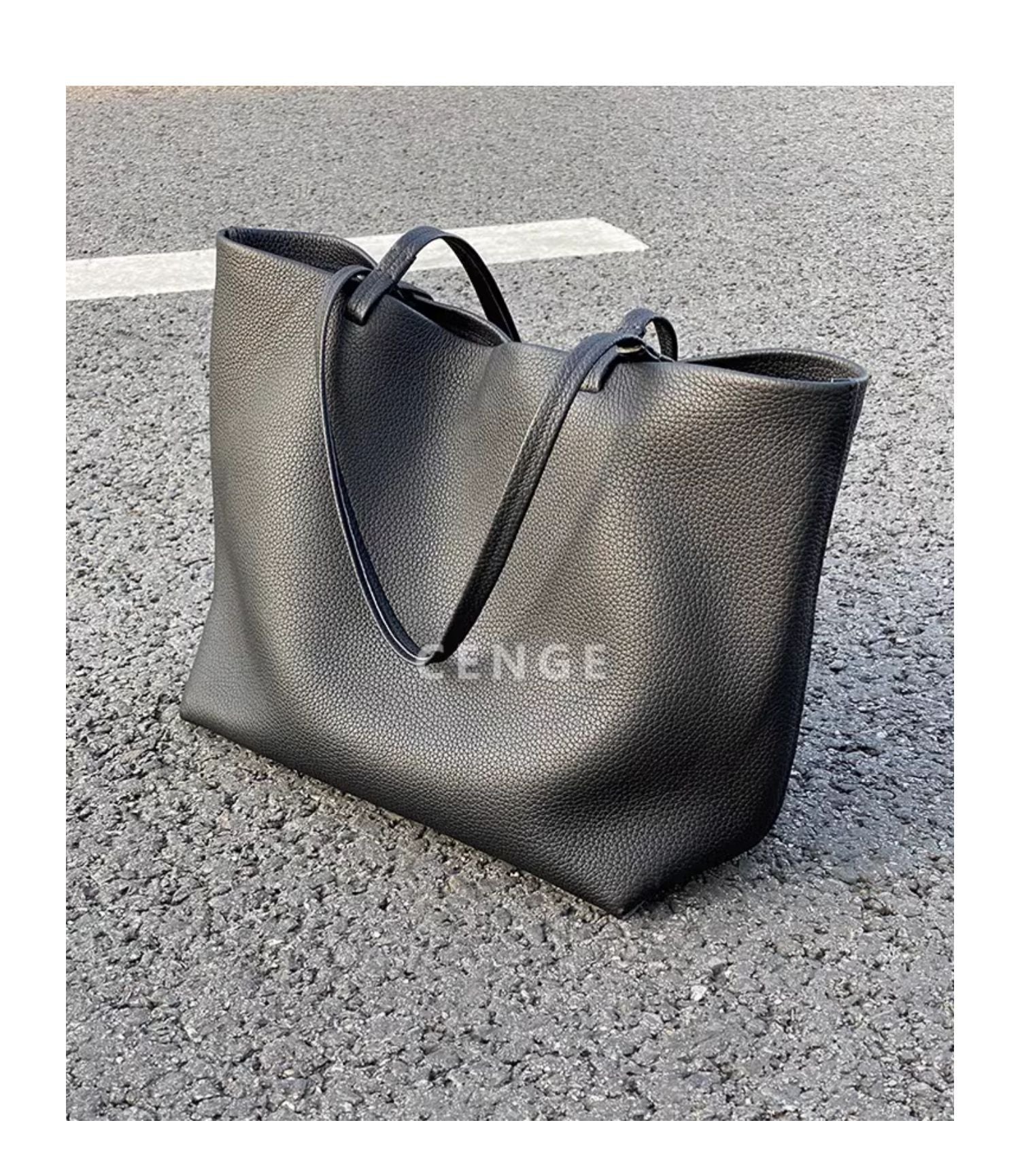 Minimalist Leather Tote Bag - Image 8