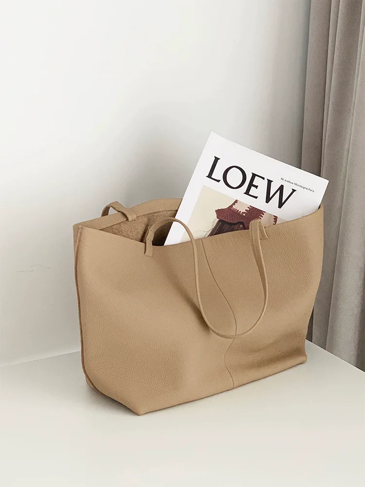 Minimalist Leather Tote Bag - Image 9