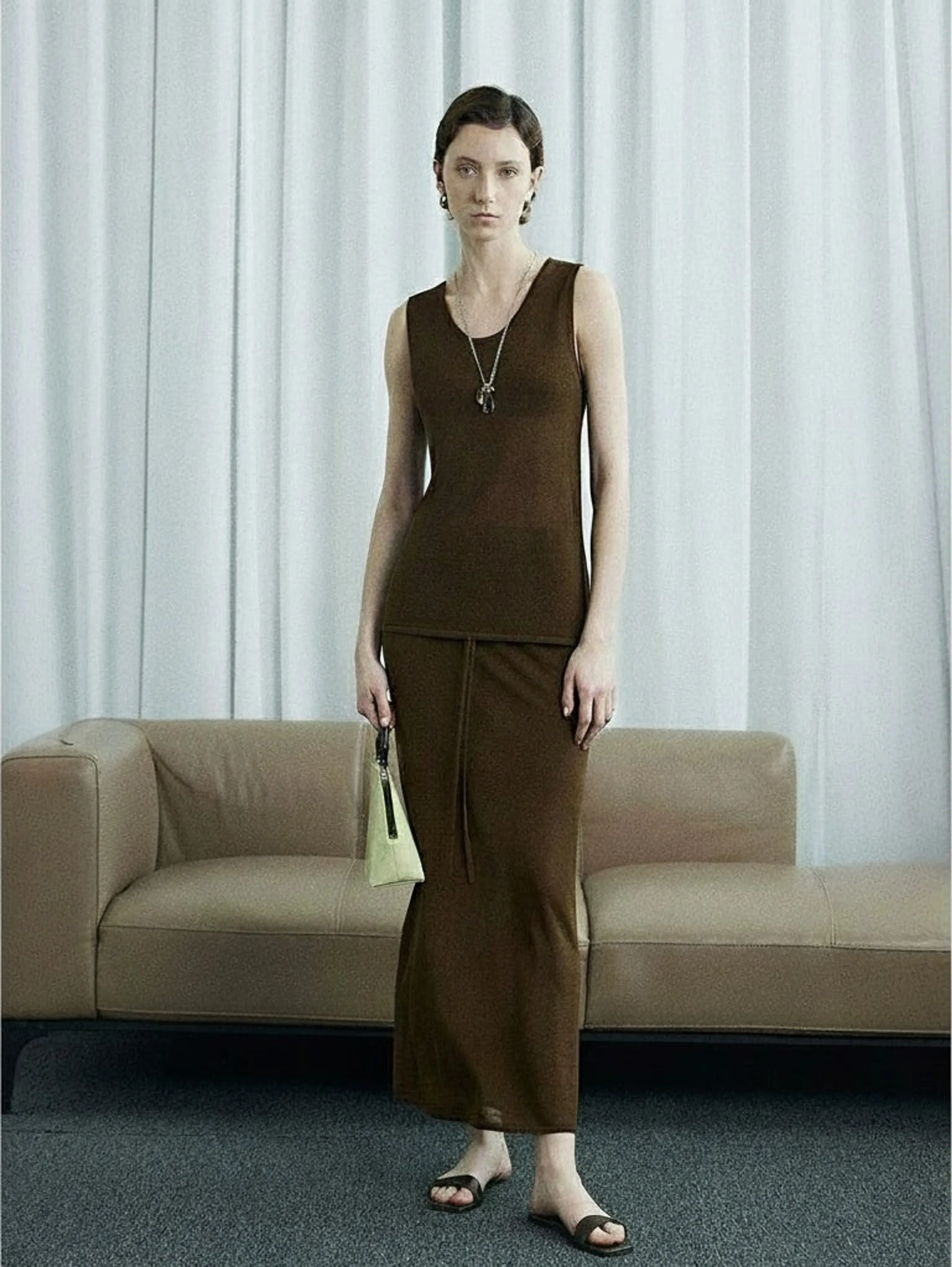 Minimalist Silk Linen Vest Dress