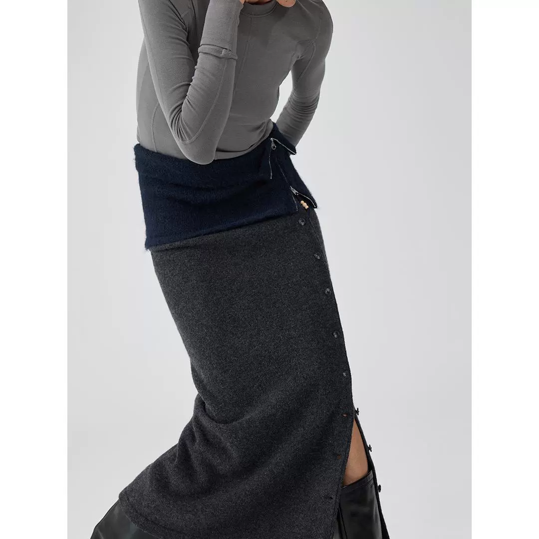 Minimalist Textured Knit Skirt - Image 2