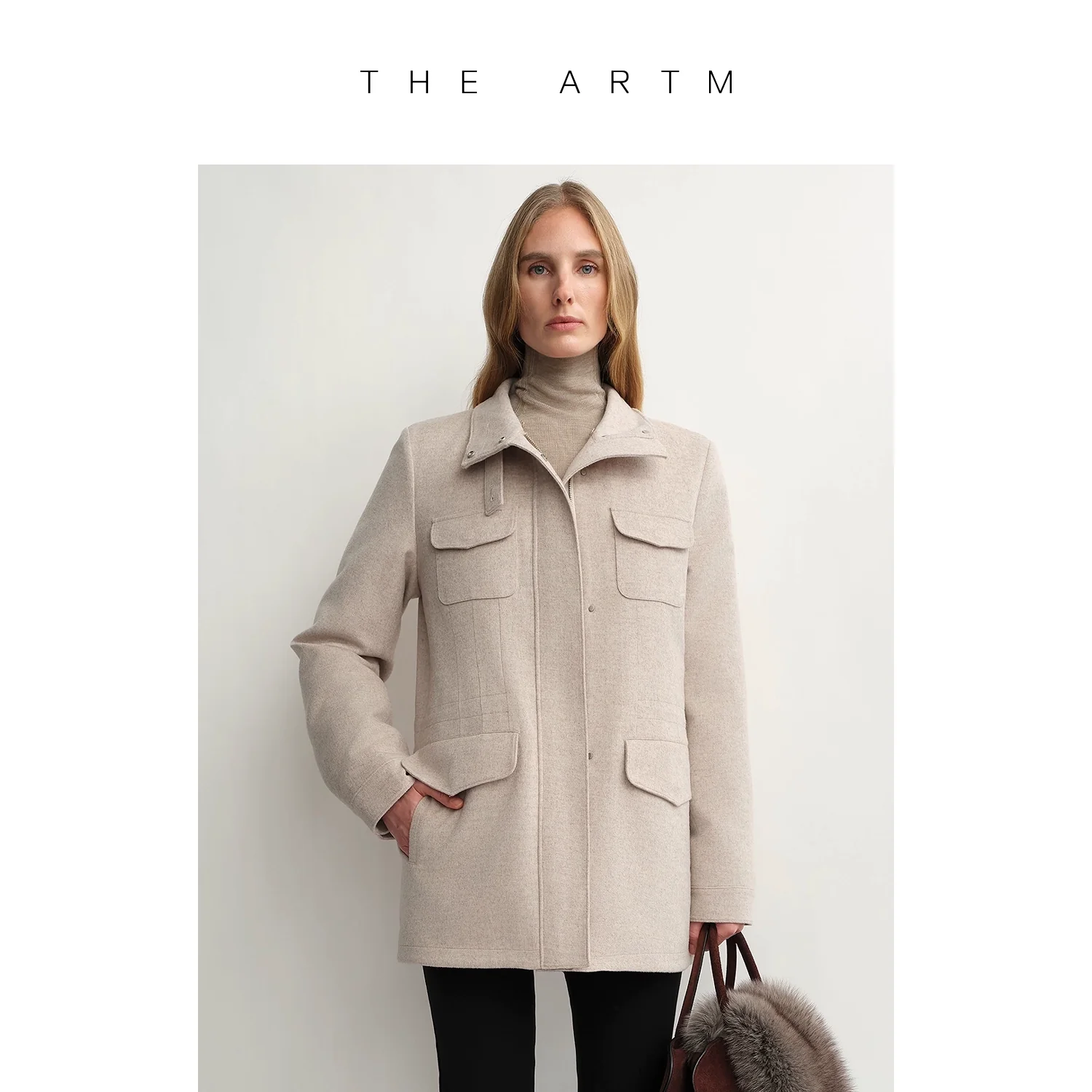 Mink Collar Wool Down Field Coat - Image 8
