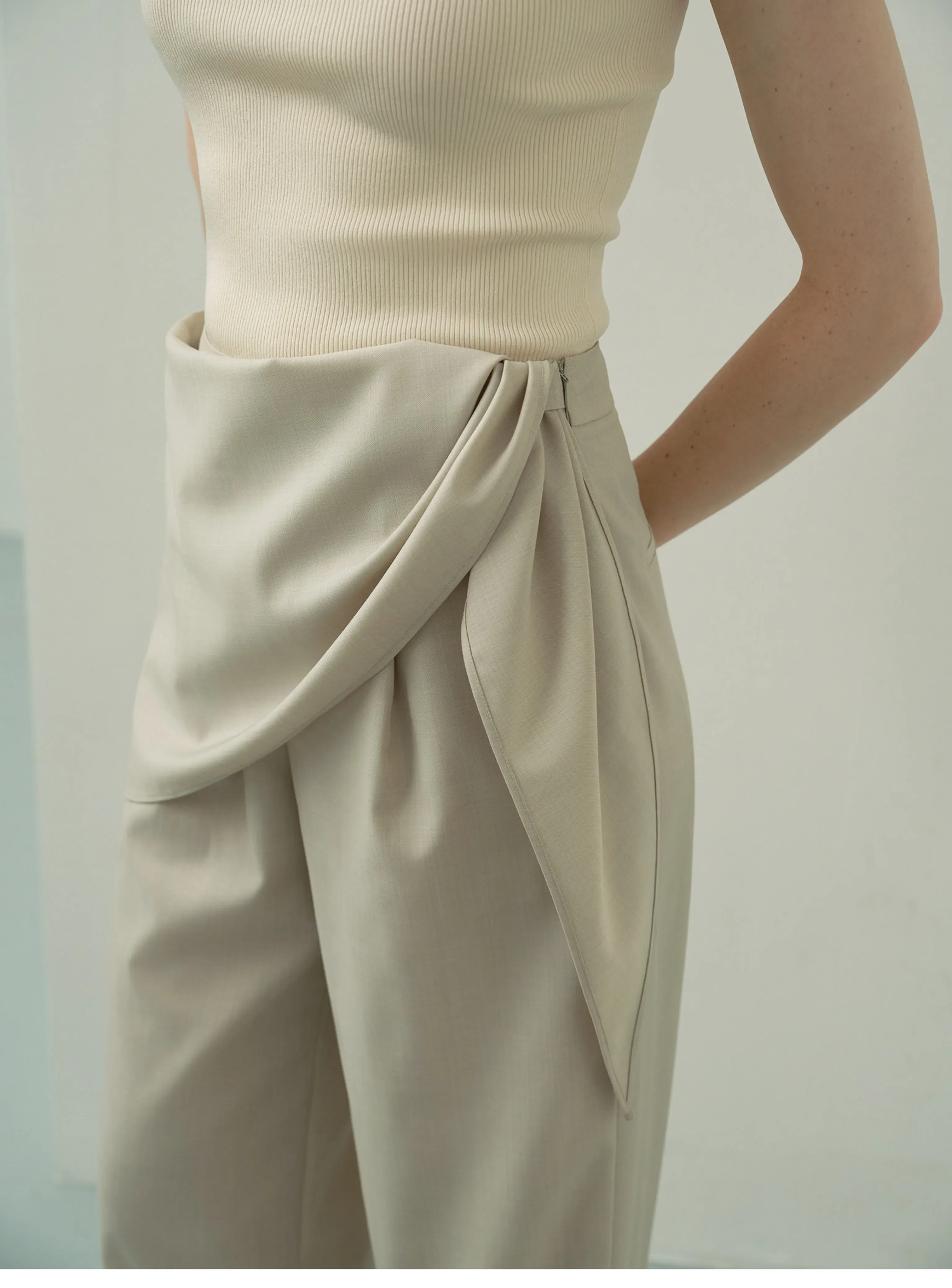 Mist Thread Merino Wrap Trousers - Image 4
