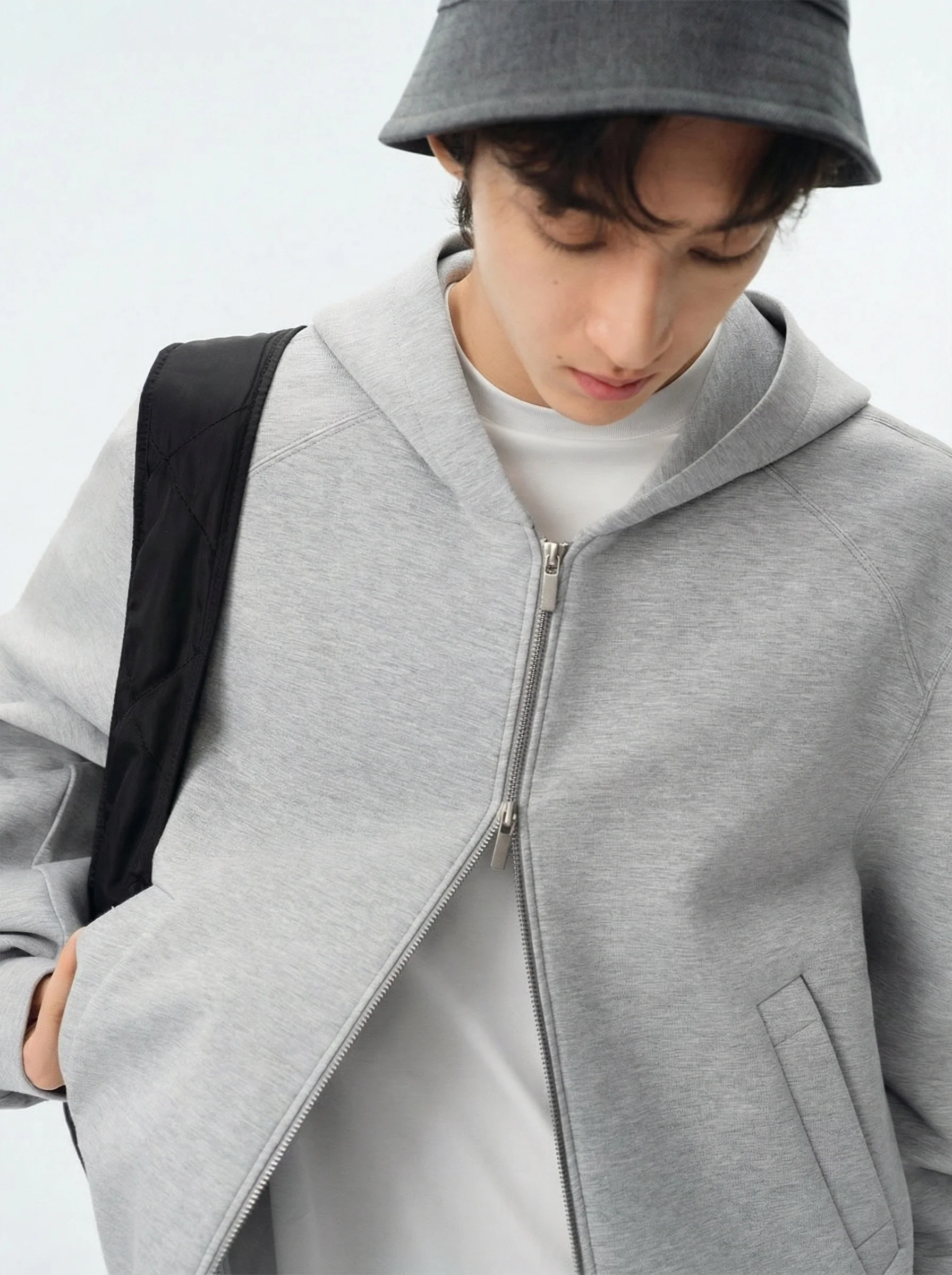 Misty Grey Zip Hoodie & Curved Sweatpants Set - Image 3