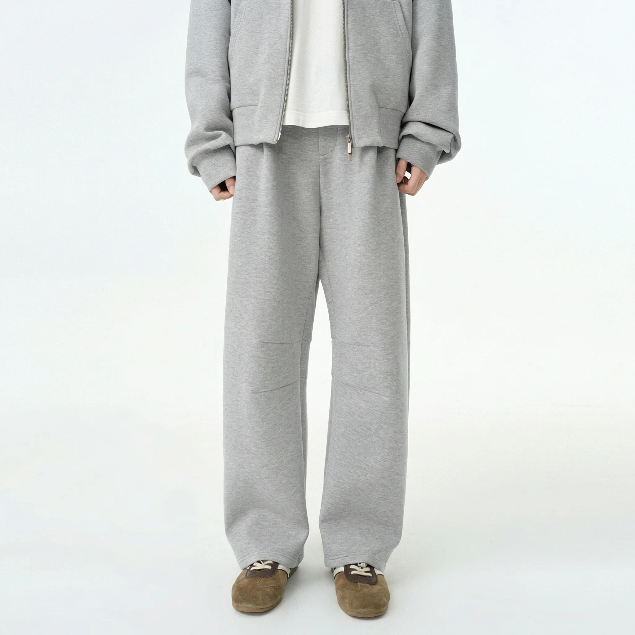 Misty Grey Zip Hoodie & Curved Sweatpants Set - Image 5