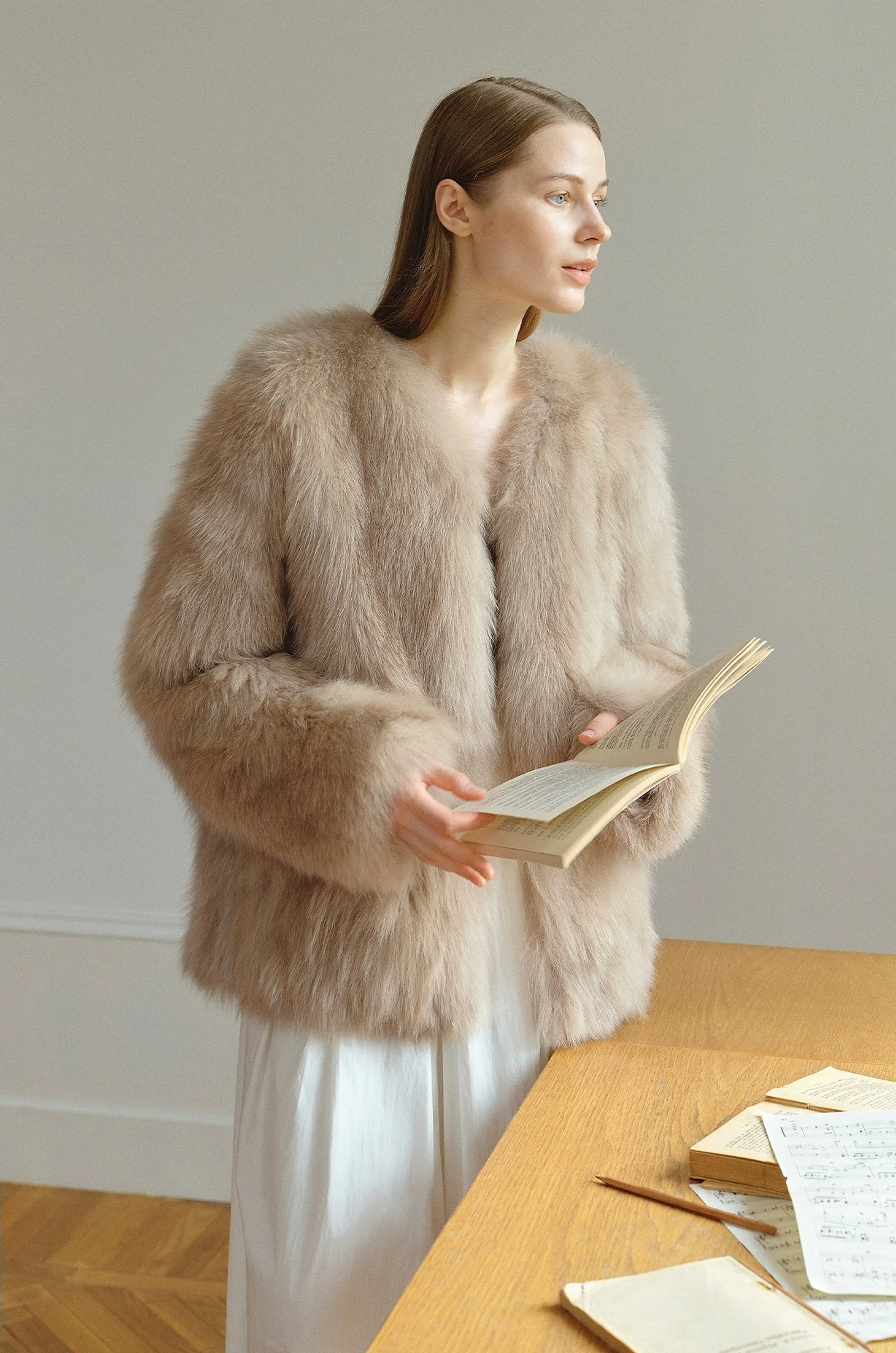 Misty Morning Fox Fur Jacket
