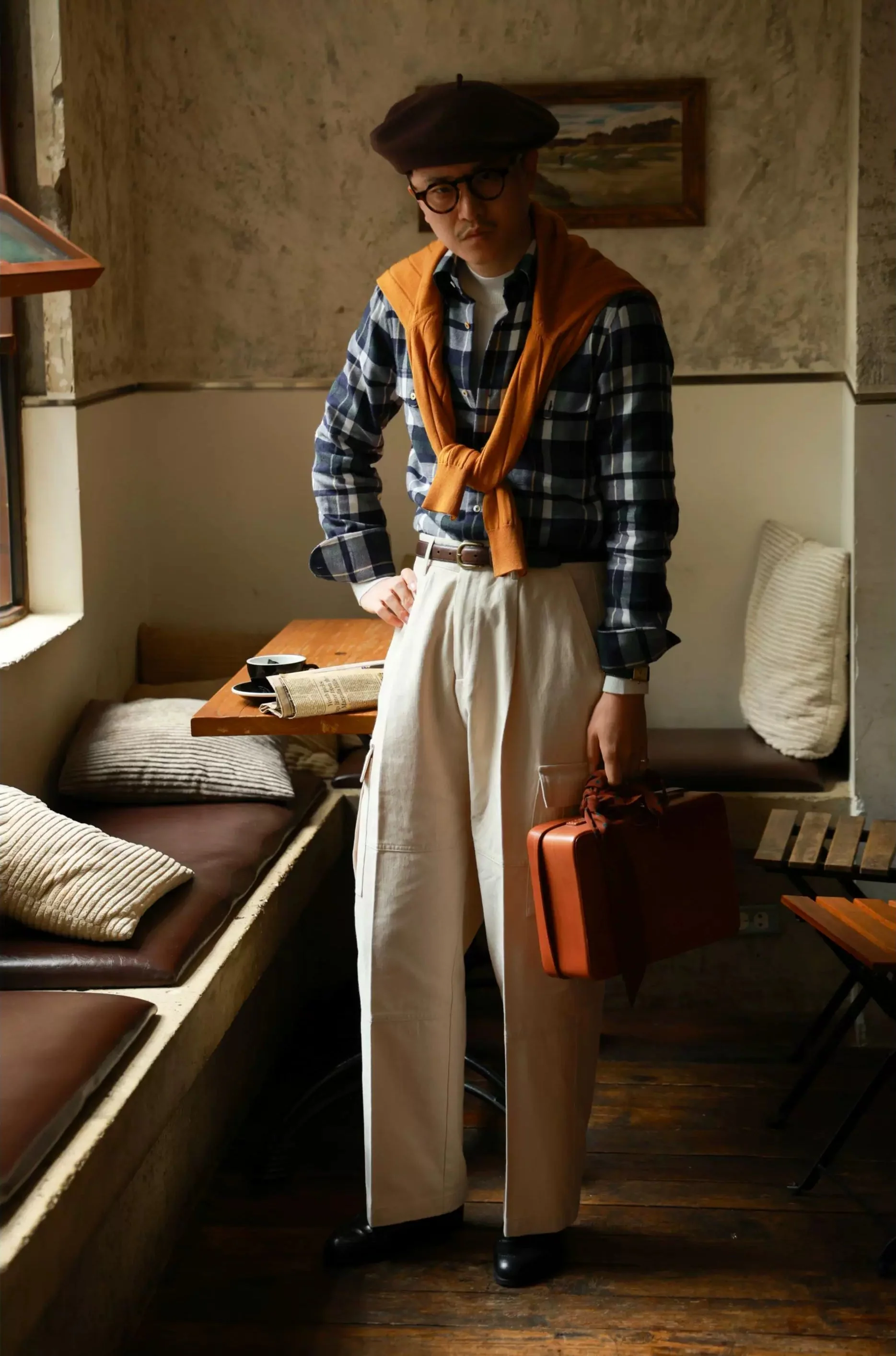 Misty White High-Waist Wide-Leg Cotton Trousers - Image 3
