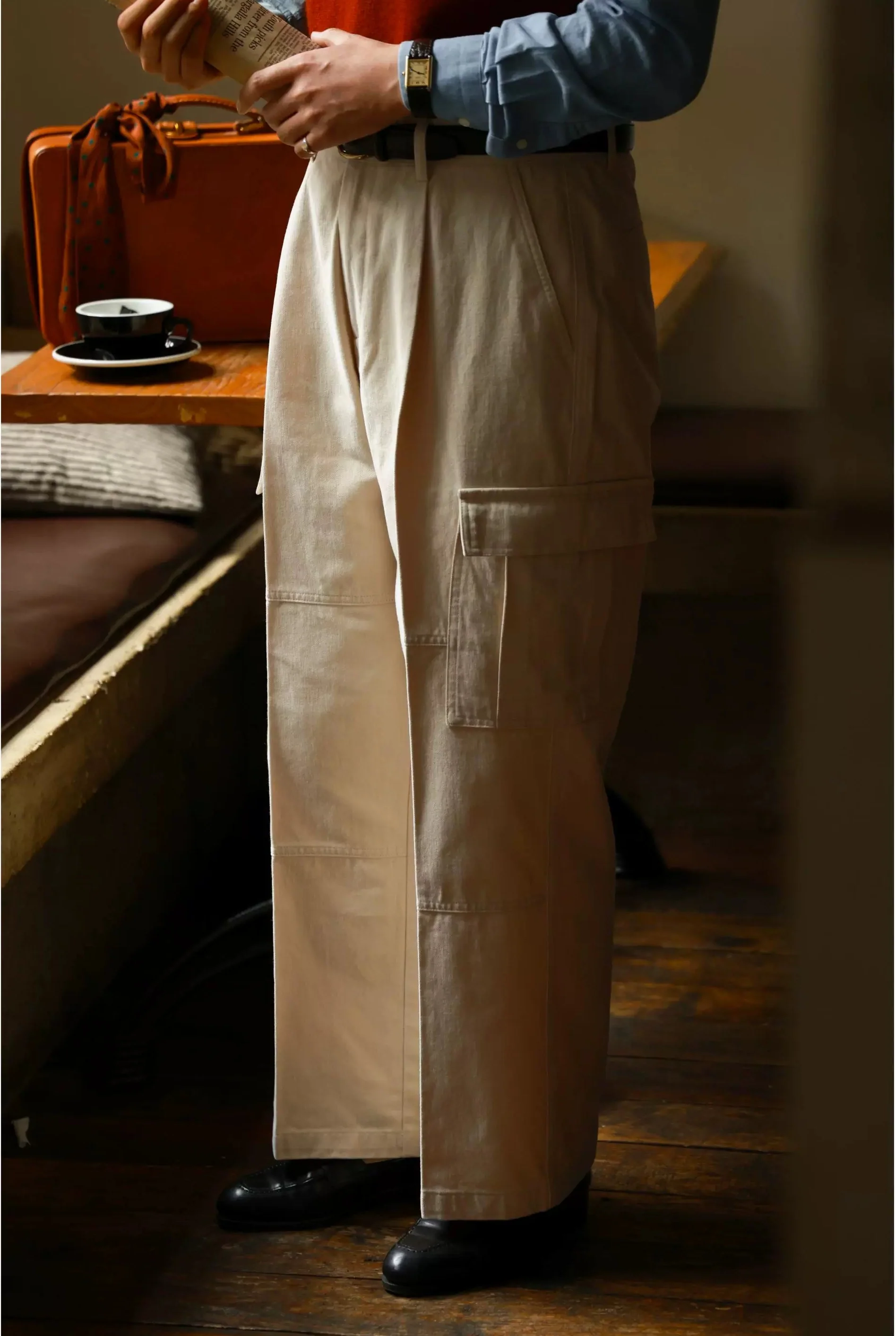 Misty White High-Waist Wide-Leg Cotton Trousers - Image 4