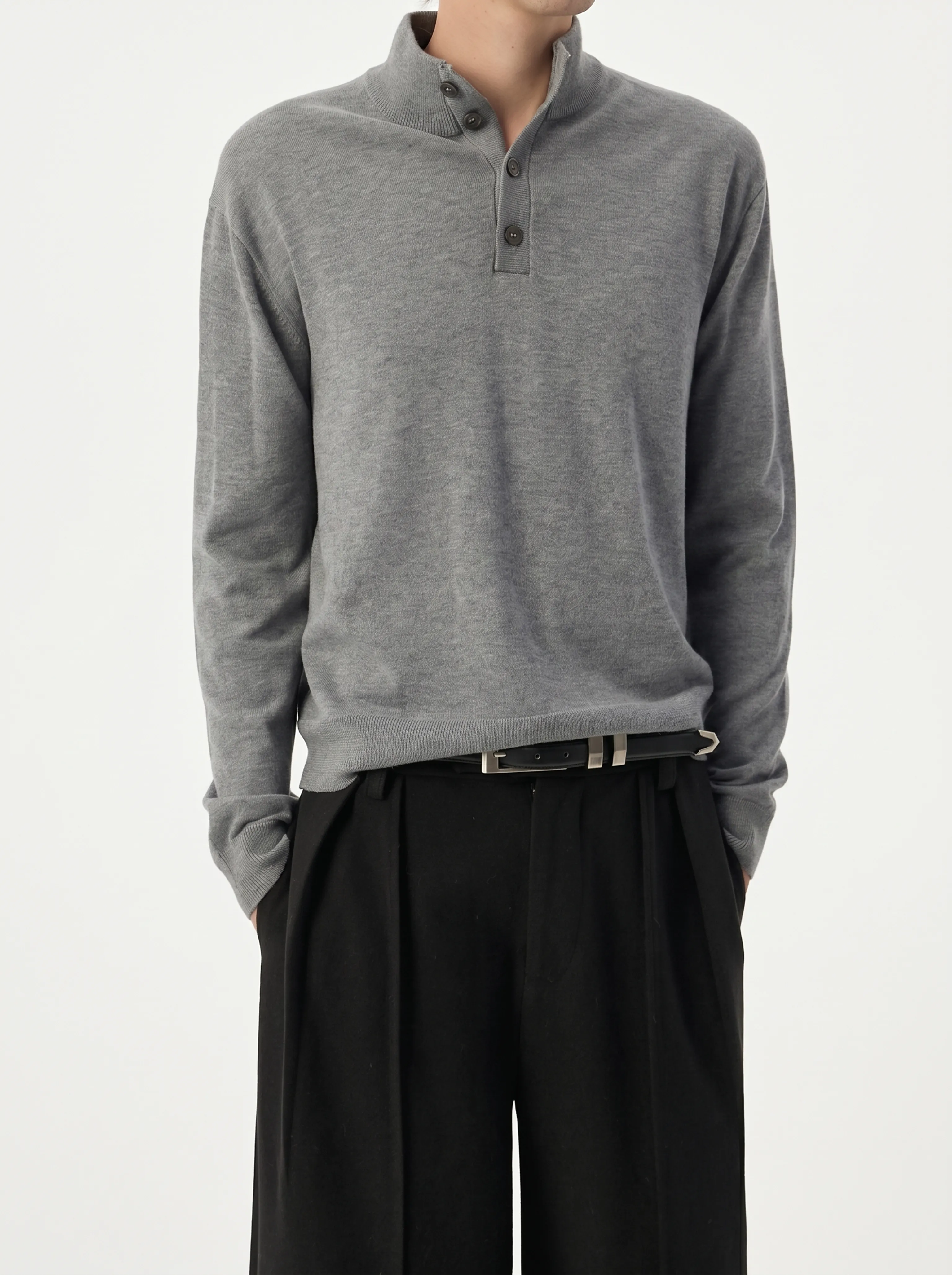 Mock Neck Henley Sweater