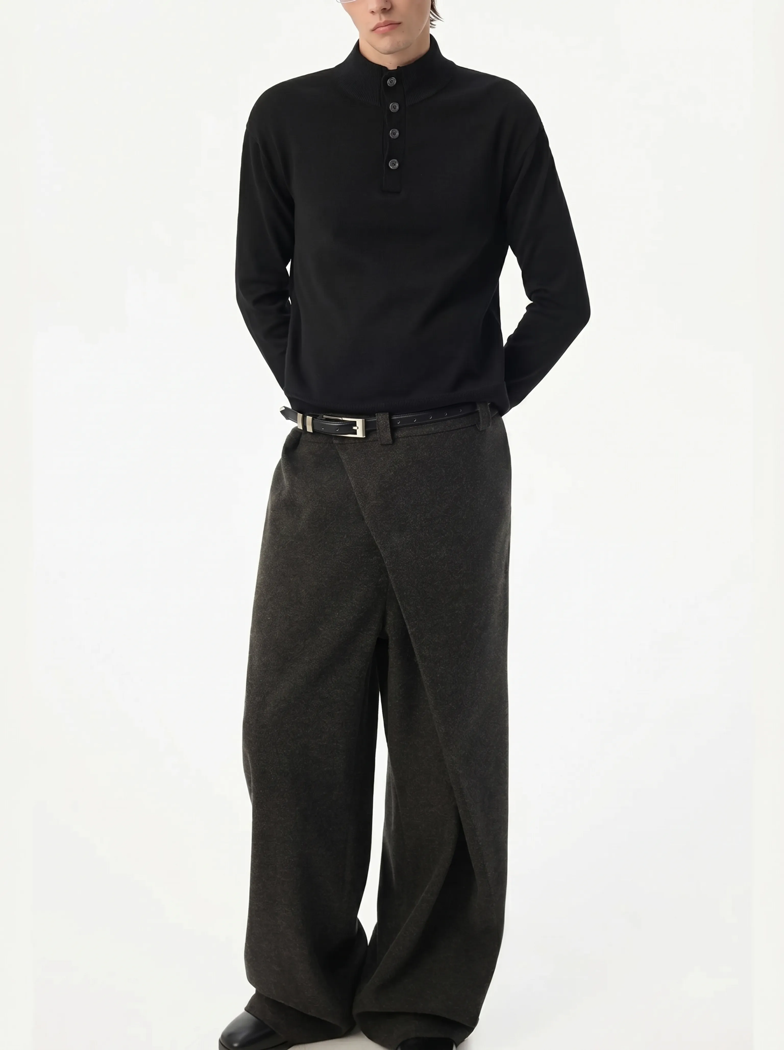 Mock Neck Henley Sweater - Image 2