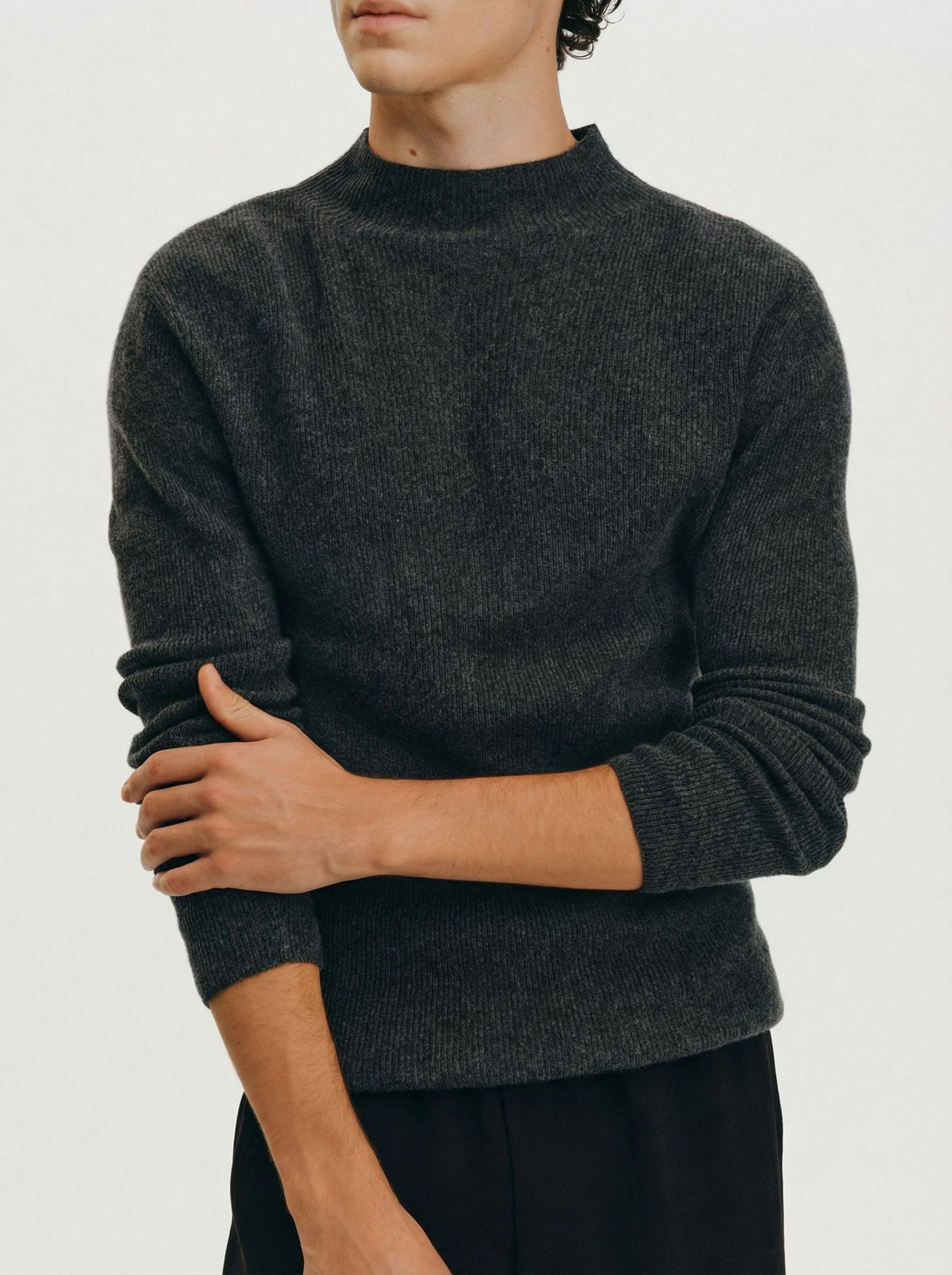 Mock Neck Wool Sweater