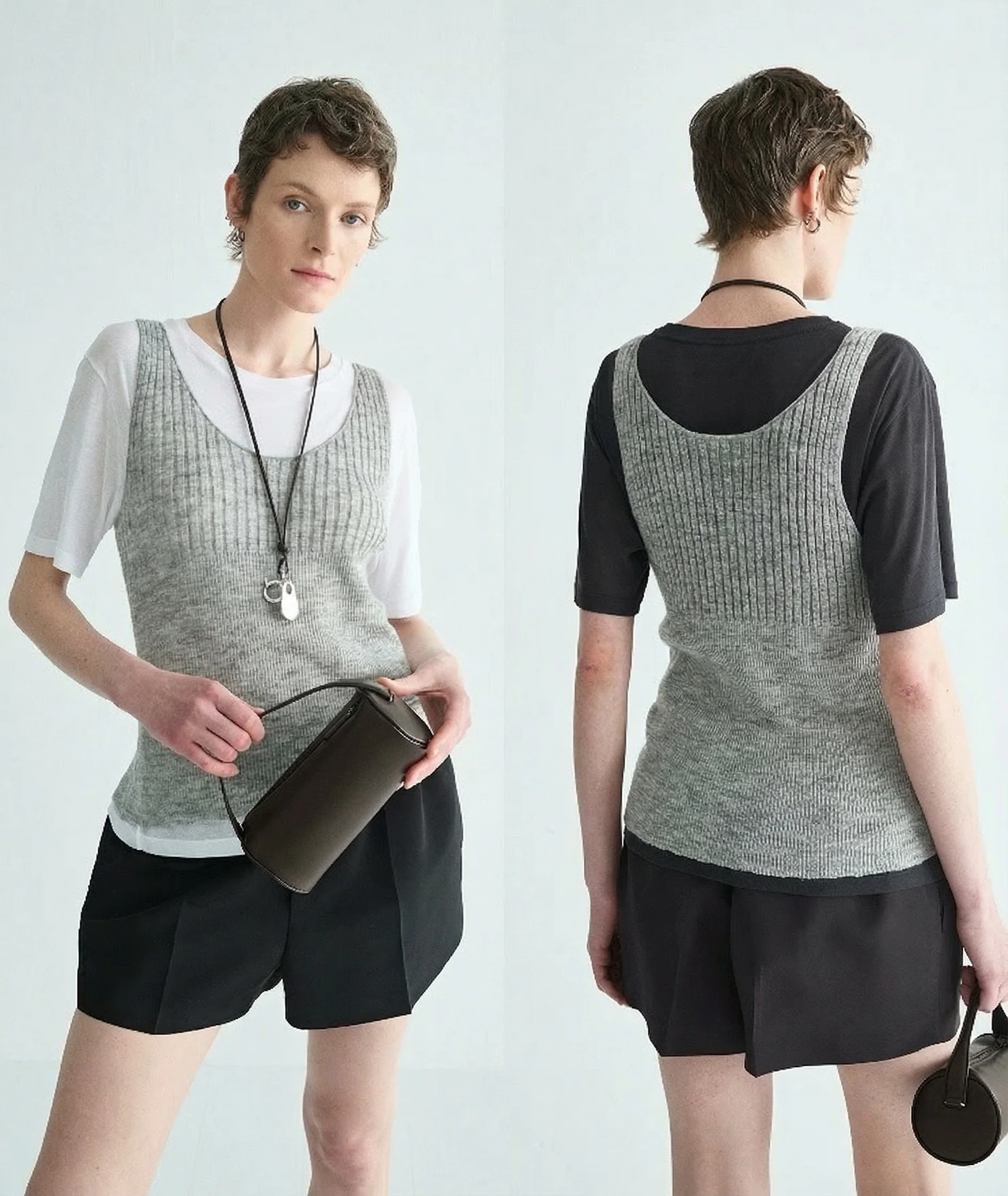 Mohair-Merino Vest & High-Twist Cotton Tee Set - Image 2